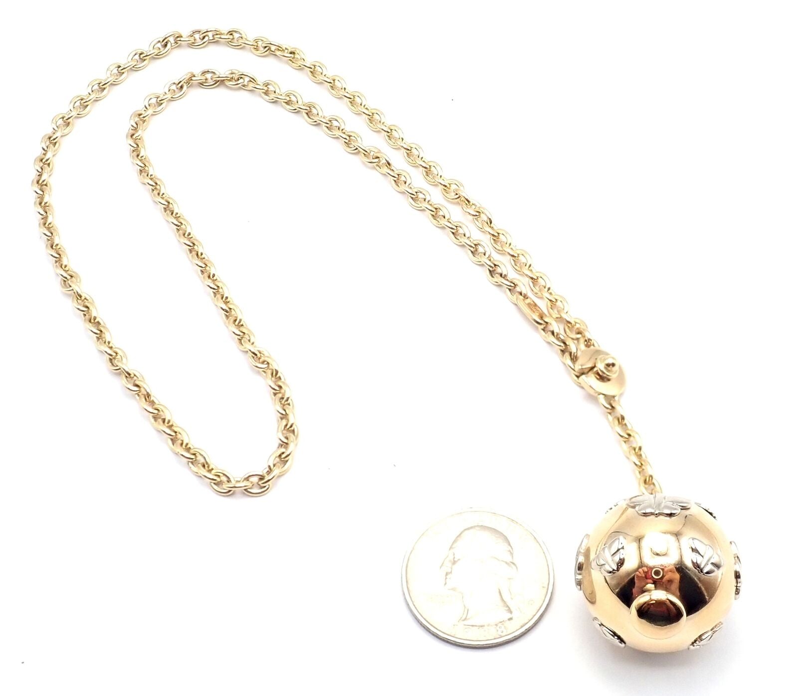 Authentic Bvlgari 18k Yellow Gold Butterfly Globe Pendant Necklace with Chain - Elegant Jewelry Gift for Women, Perfect for Parties & Special Occasions