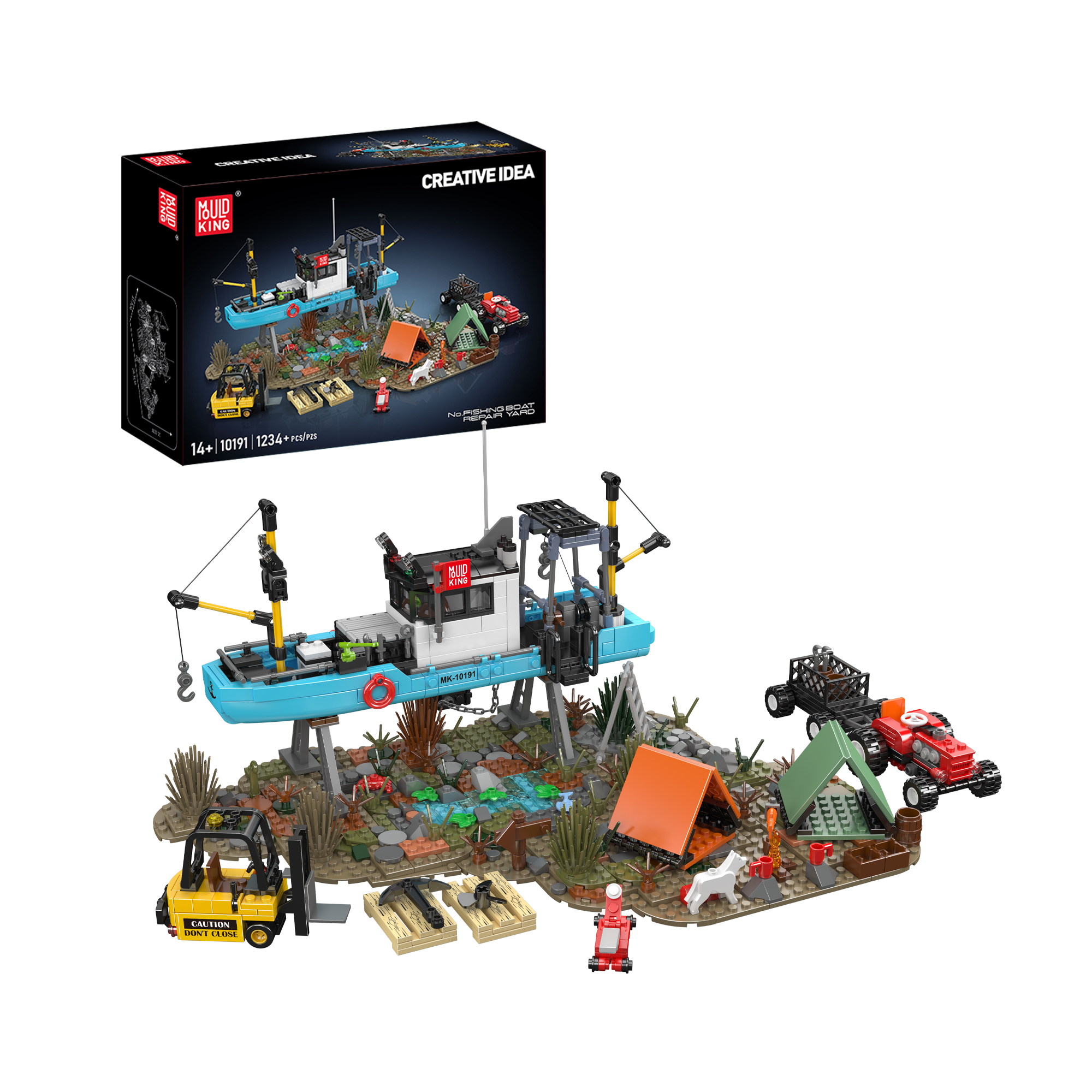 Mould King 10191 Fishing Boat Repair Yard Building Blocks Set - 1234 PCS STEM Toy for Adults & Kids | Creative DIY Model Kit for Home Decoration, Birthday Gift & Educational Play