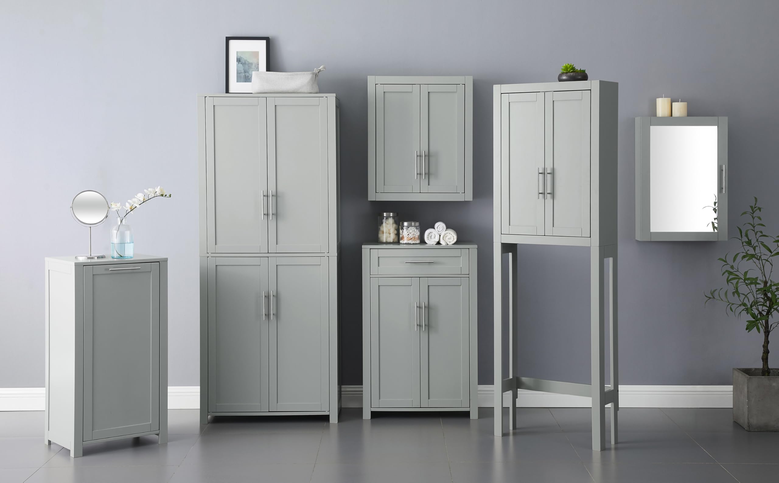 Crosley Furniture Savannah 2-Piece Pantry Storage Cabinet Set with Adjustable Shelves - Gray Kitchen Organizer for Pantry, Dining Room & Laundry Room Storage Solutions | Perfect for Small Space Organization & Home Decluttering