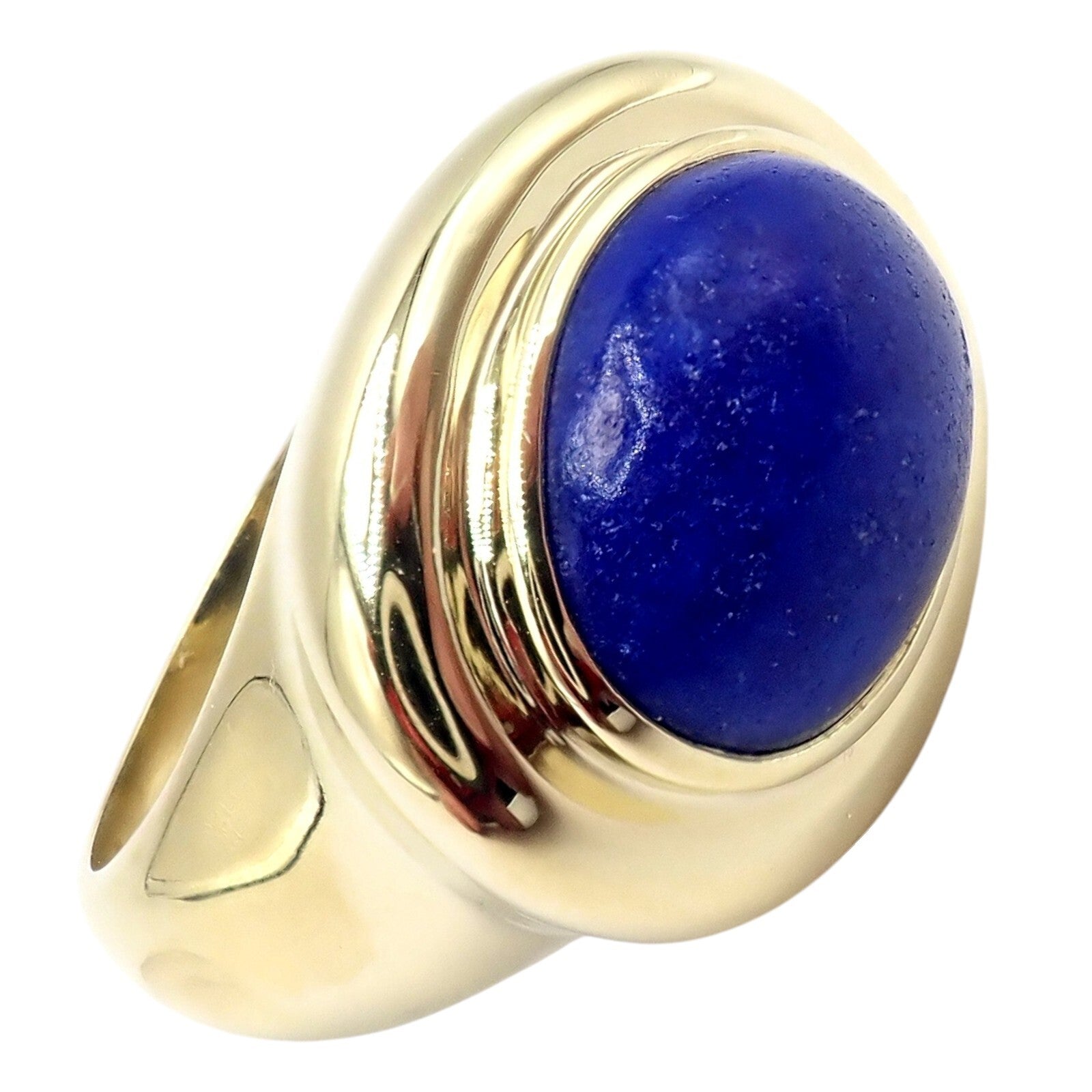 Authentic Tiffany & Co Paloma Picasso 18k Yellow Gold Large Lapis Oval Ring - Luxury Statement Jewelry for Women, Perfect for Weddings, Anniversaries & Special Occasions