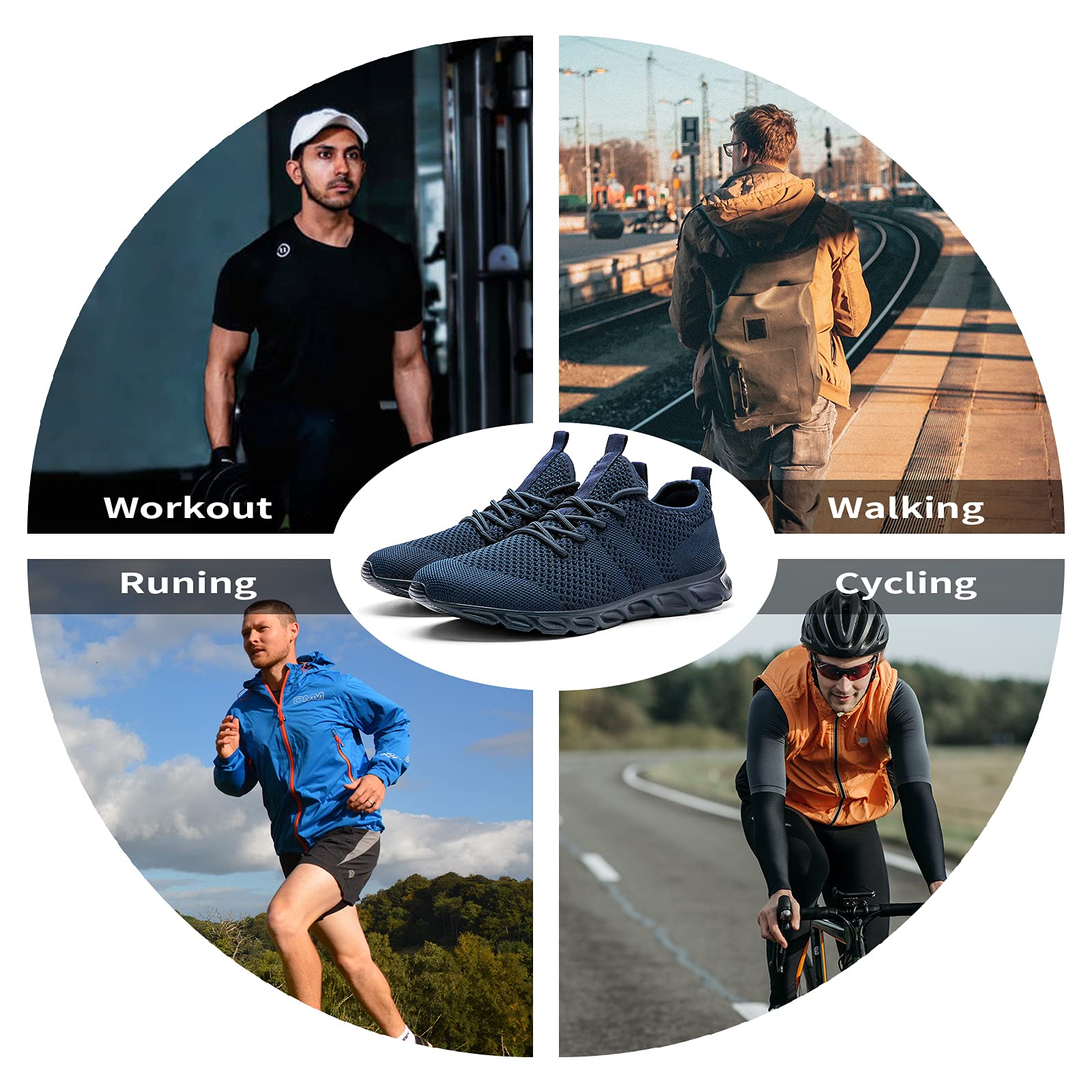 Men's Lightweight Tennis Shoes - Non-Slip Athletic Running Sneakers for Gym, Walking & Sports | Breathable Comfort Workout Shoes for Men
