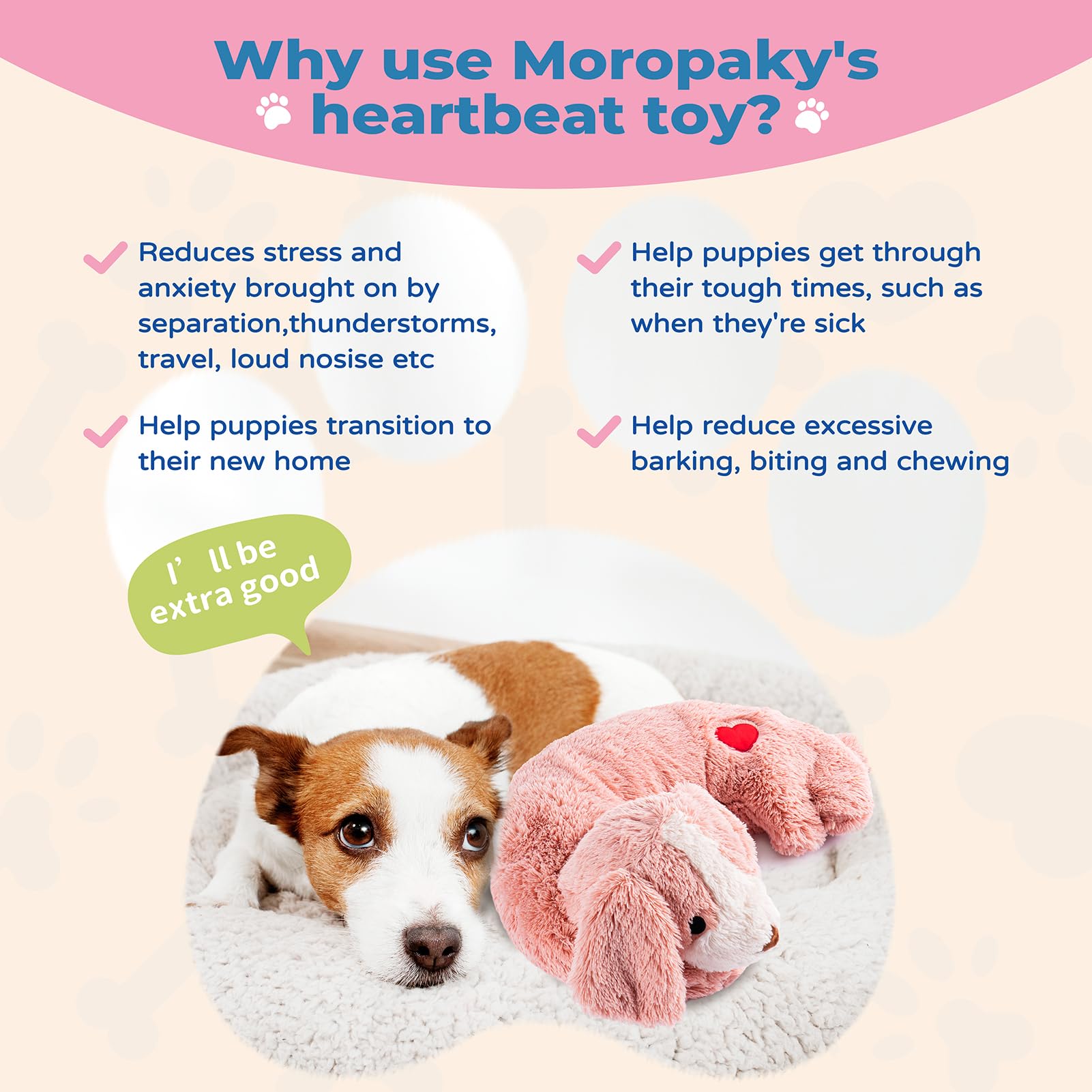 Heartbeat Stuffed Puppy Toy - Calming Aid for Anxious Dogs, Anxiety Relief & Comfort Toy for Crate Training - Perfect for Puppies & Adult Dogs (Great for Separation Anxiety & Stress Relief)