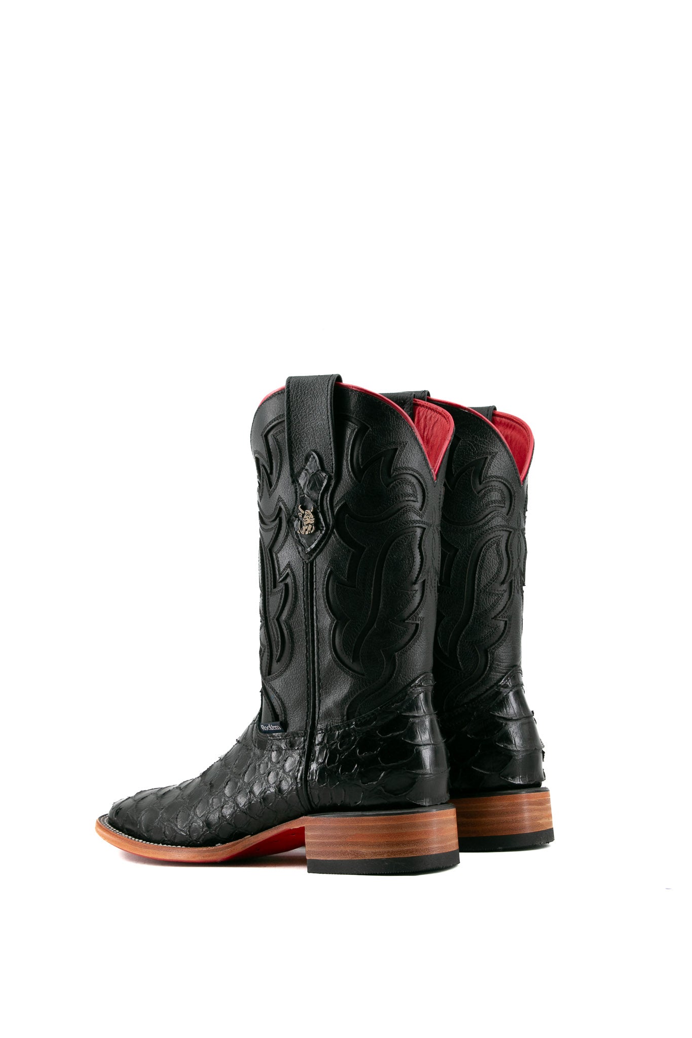 Shelby Python Red Bottom Square Toe Cowboy Boots for Men - Western Style Leather Boots with Exotic Snake Skin Design - Perfect for Rodeo, Country Music Festivals & Western Fashion