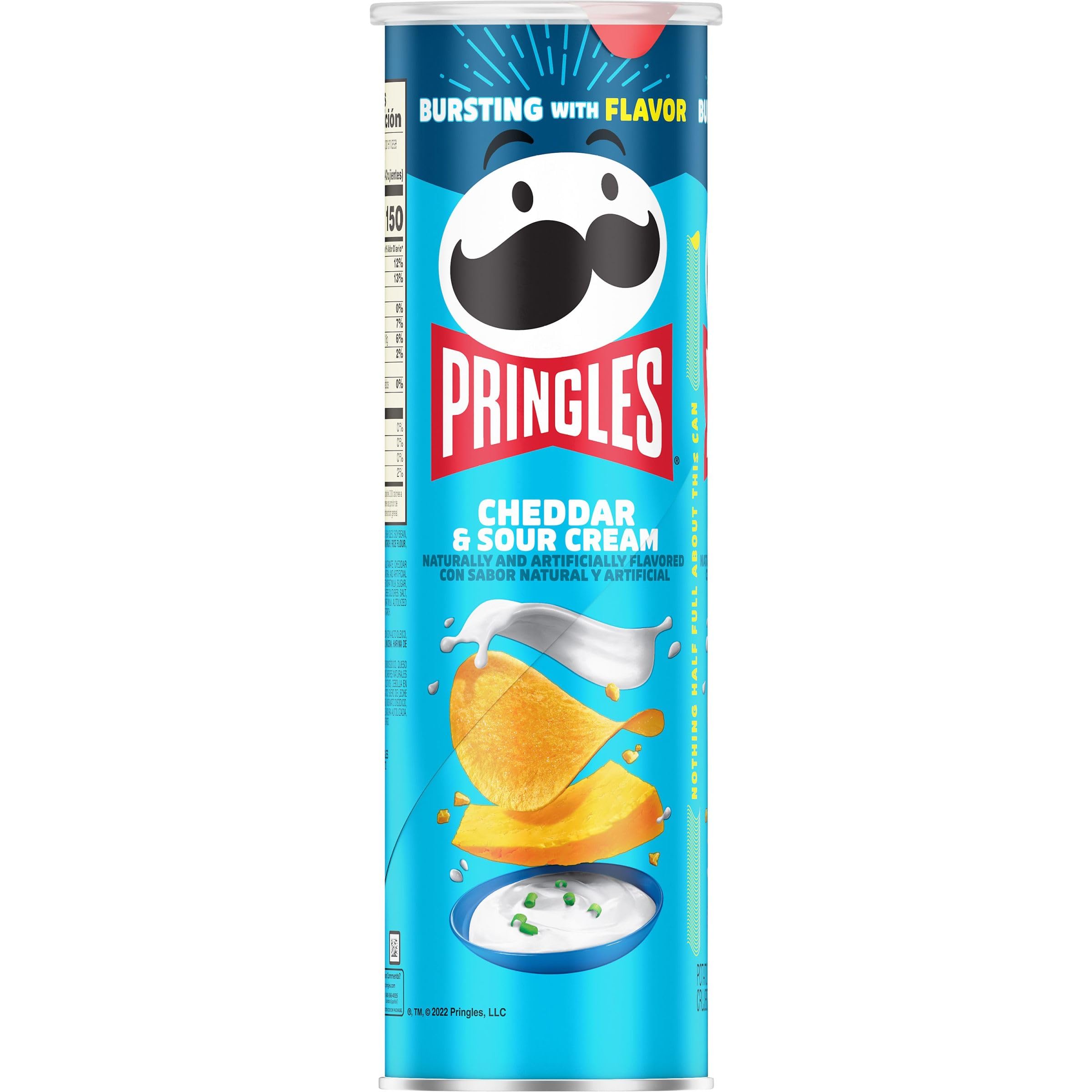 Pringles Cheddar & Sour Cream Potato Crisps - 5.5oz Can, Crunchy Snack for Lunch, Travel & On-The-Go | Perfect for Office, School & Road Trips