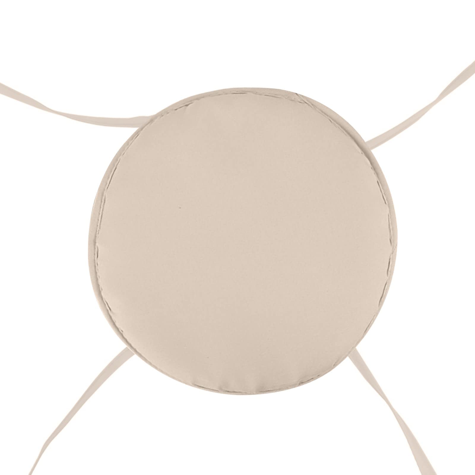 Round Outdoor Seat Cushion - 38x38cm Beige Garden Chair Pad for Patio, Bistro, Dining & Kayak with Lumbar Support & 4 Ropes | Waterproof & Comfortable for Backyard, Deck, Poolside & Boat Use