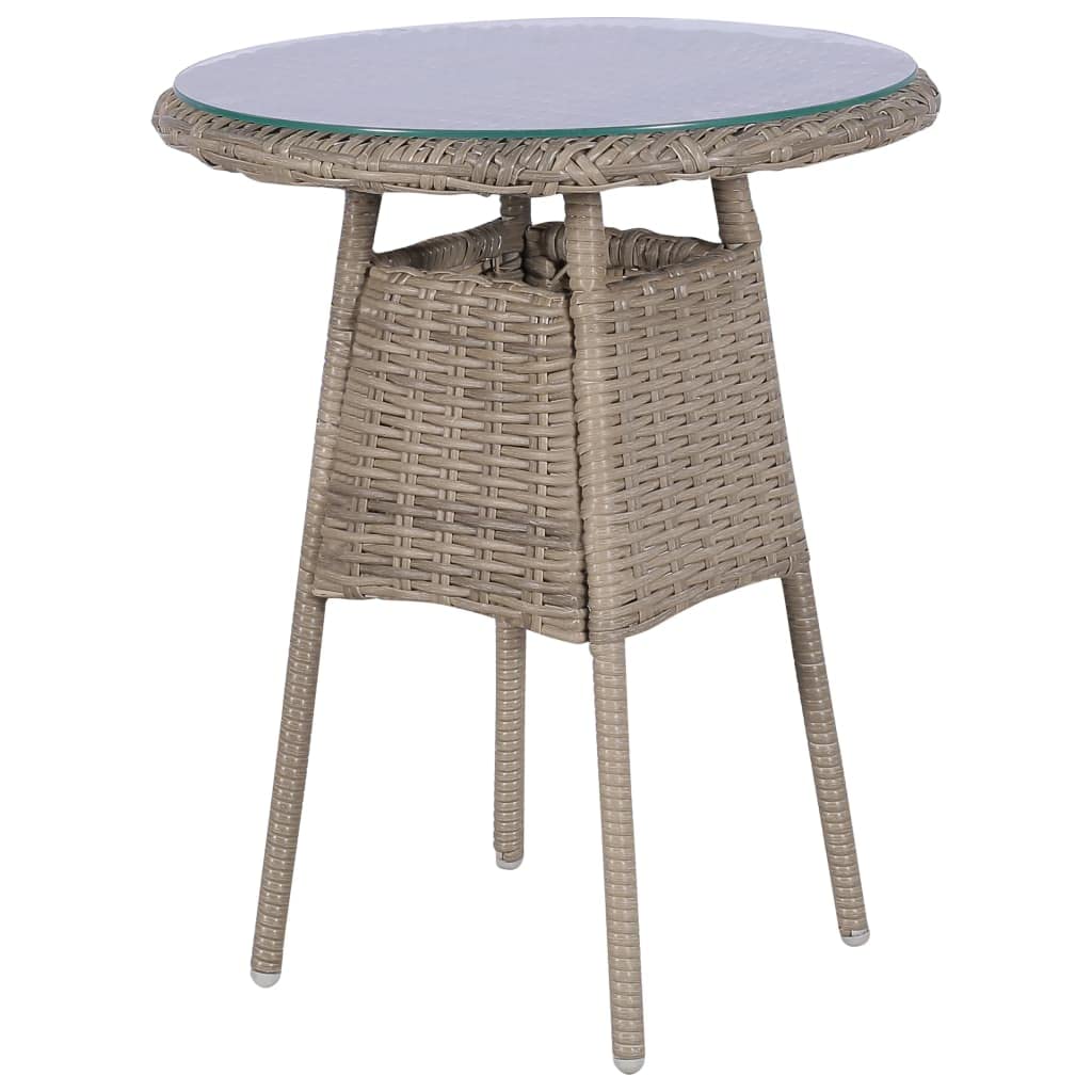 vidaXL 3-Piece Outdoor Bistro Set with 2 Armchairs & Round Table - Water-Resistant Poly Rattan Patio Furniture with Removable Washable Cushions (Brown) - Perfect for Garden, Balcony, and Backyard Relaxation