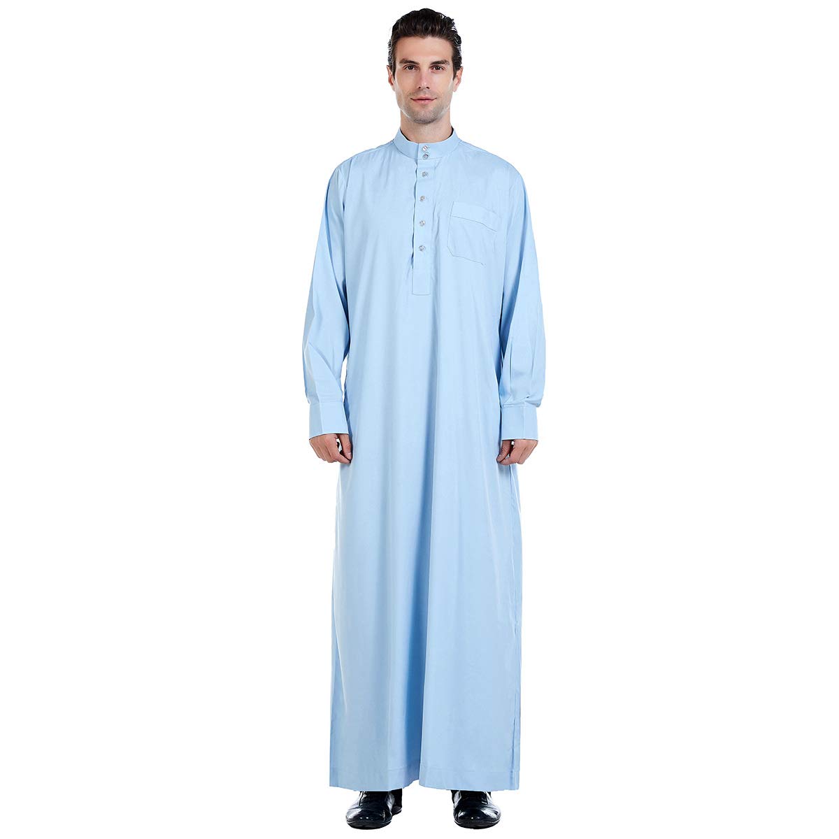Premium Men's Muslim Kaftan Robe - Long Dubai Style Ethnic Gown - Soft & Durable Cotton Fabric - 1pc Traditional Islamic Clothing for Prayer, Home & Special Occasions