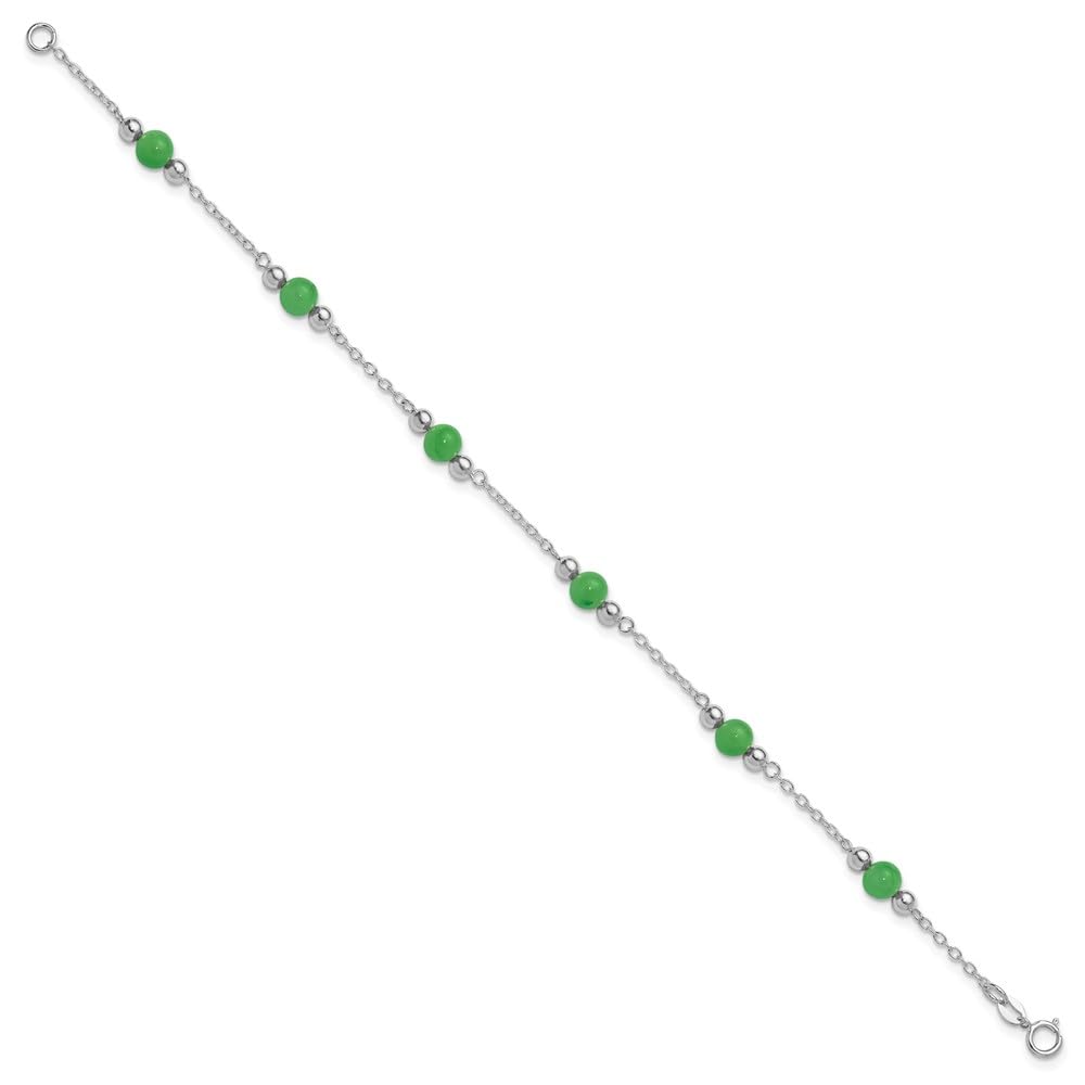 925 Sterling Silver Green Jade Anklet Chain - Elegant Adjustable Ankle Bracelet for Women, Dainty Fine Jewelry Gift for Her, 9 Inch - Perfect for Weddings, Parties & Everyday Wear