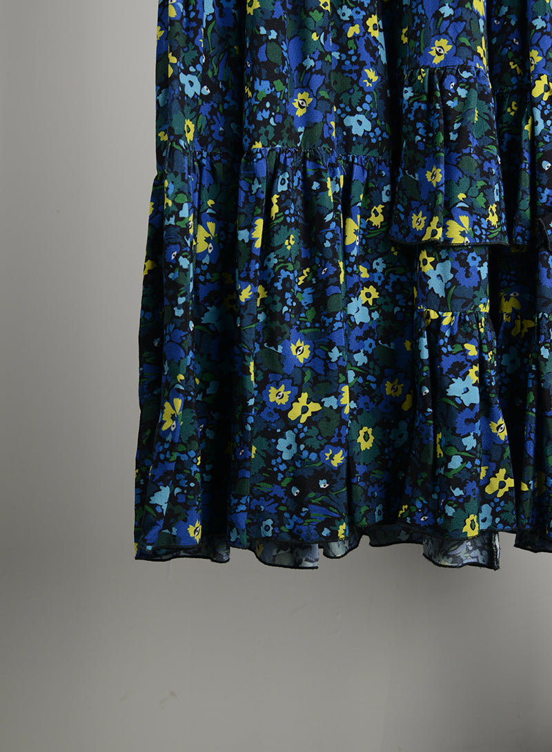 Vivetta Blue Floral Long Dress Size 42 - Elegant Evening Gown for Parties, Weddings & Special Occasions