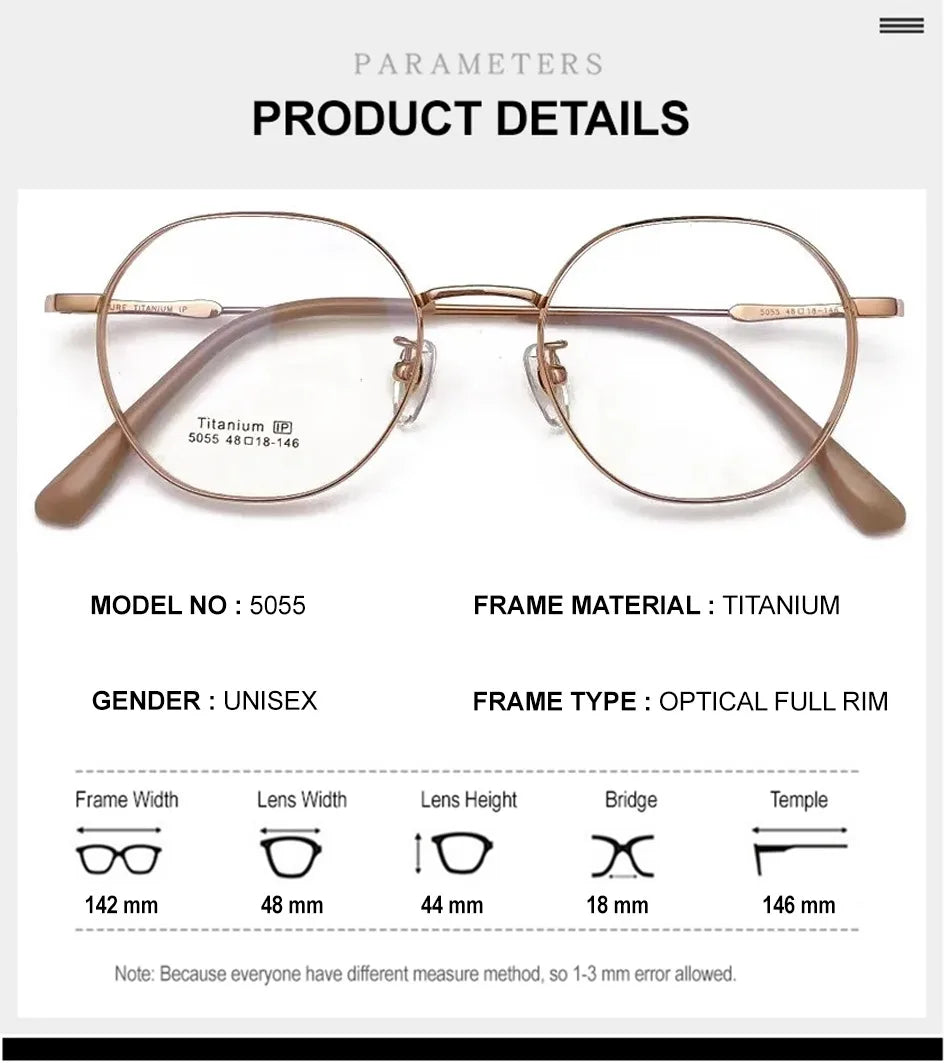 Stylish Women's Full Rim Flat Top Oval Titanium Glasses Frame 495055 - Perfect for Reading, Work & Everyday Fashion Accessory