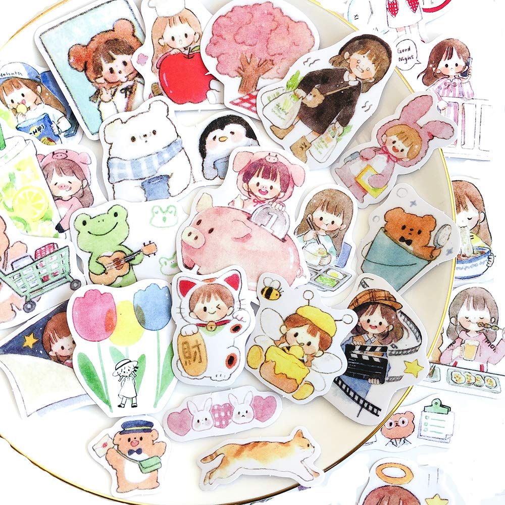 160Pcs Kawaii Journal Stickers Set - Cute Girls & People Scrapbooking Stickers for DIY Crafts, Bullet Journaling, Planner Decoration - Perfect for Scrapbooks, Diaries, Gift Wrapping & School Projects