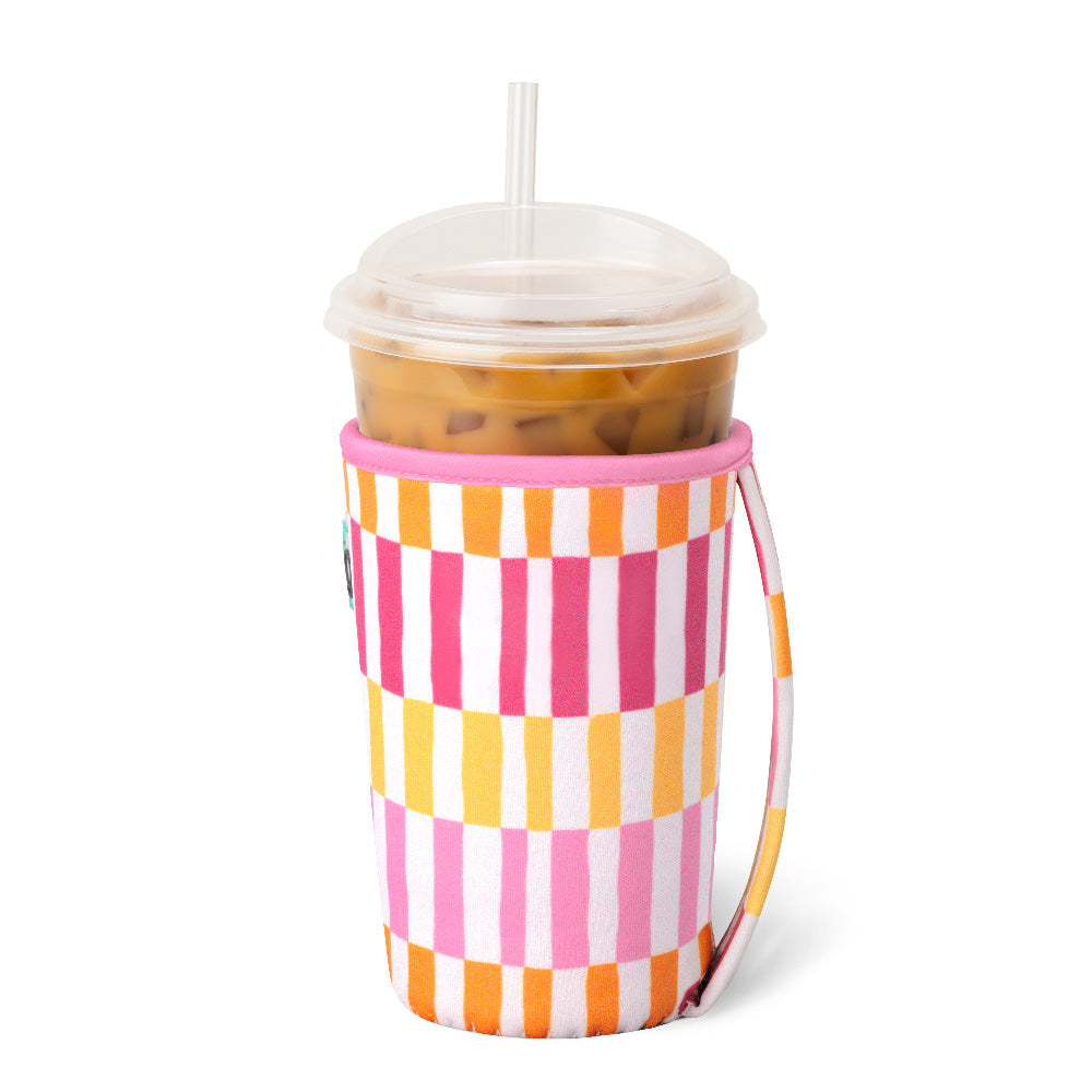 Sherbet Stripe Medium Iced Cup Coolie - Insulated Tumbler for Cold Drinks, Perfect for Summer Picnics, Beach Parties and Outdoor Adventures