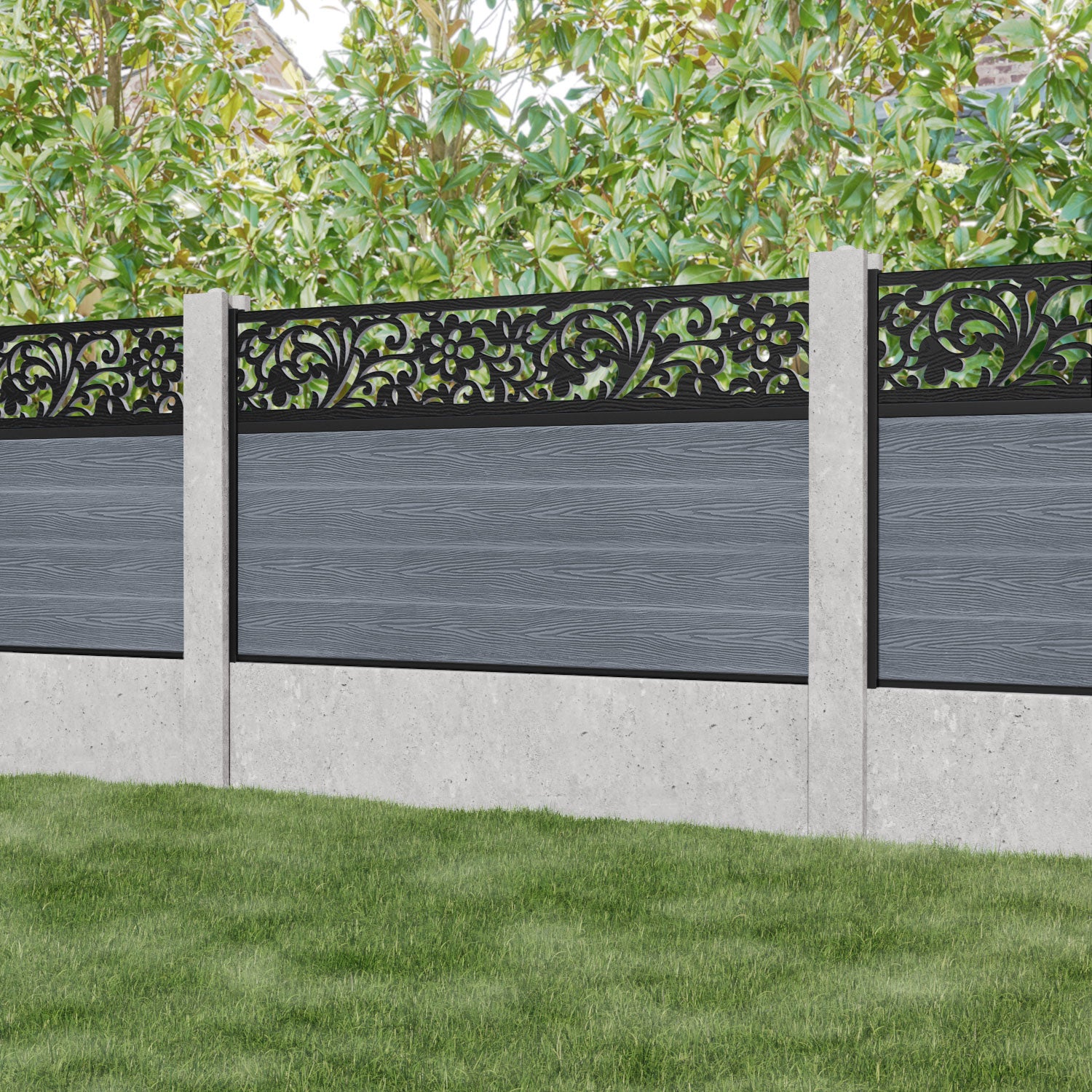 Classic Eden Fence Panel Anthracite - Heavy Duty Metal Garden Fence for Existing Concrete Posts | Perfect for Backyard Privacy, Pool Safety & Pet Containment