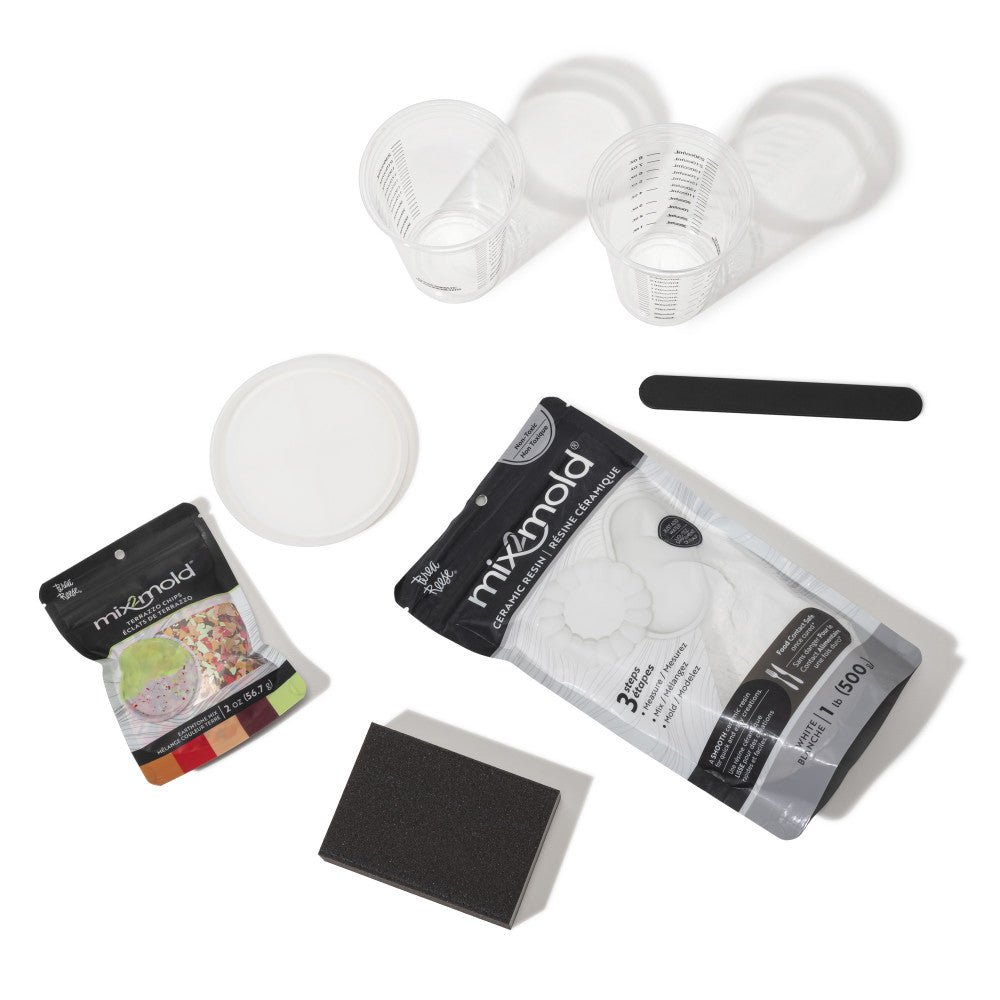 Brea Reese Mix2Mold Pastel Terrazzo DIY Ceramic Coaster Kit - Make 6 Unique Coasters for Home Decor, Party Favors & Gift Ideas | Perfect for DIY Crafts, Housewarming & Wedding Decorations