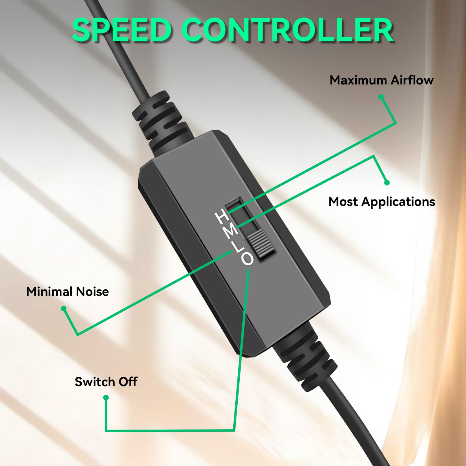 120mm USB Computer Fan with 3-Speed Controller - Quiet Cooling Fan for PC, Cabinet, Server, DVR, Router, Xbox & PlayStation - Perfect for Home Office, Gaming Setup & Electronics Cooling