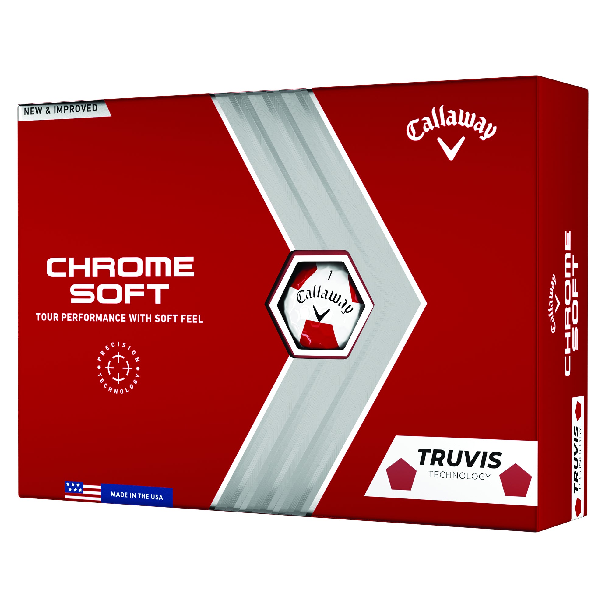 Callaway Chrome Soft Truvis Golf Balls - 12 Pack Premium Golf Balls for Distance & Control - Perfect for Tournament Play & Practice Rounds