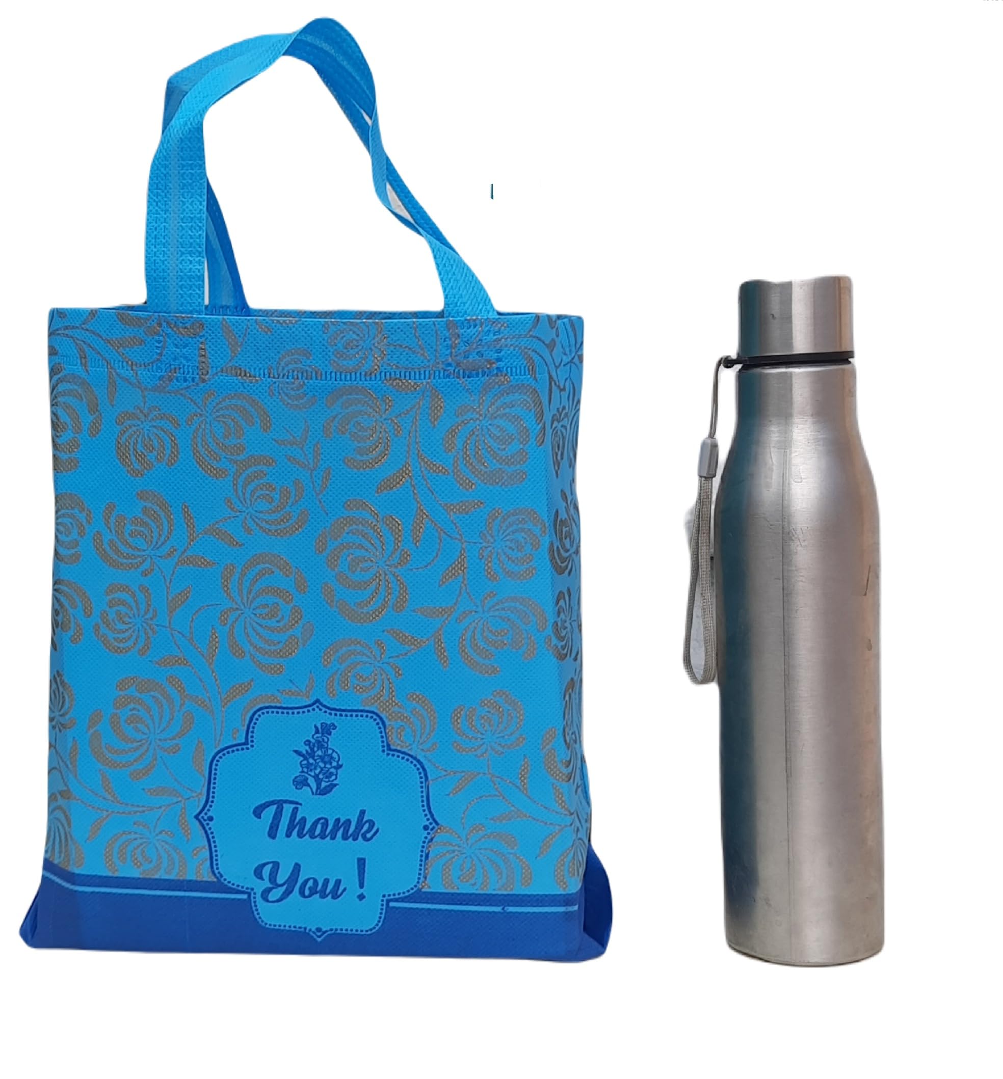 15 Pack Blue Medium Thank You Gift Bags 10x12x3.5 Inch - Wedding Favors, Birthday Party Return Gifts, Thamboolam Bags for Special Occasions & Celebrations