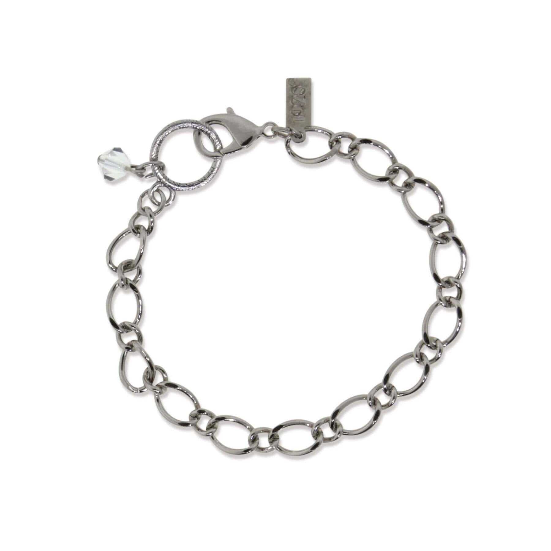 1928 Jewelry Austrian Crystal Classic Link Charm Holder Bracelet - Elegant & Timeless Jewelry for Women - Perfect for Weddings, Parties & Special Occasions