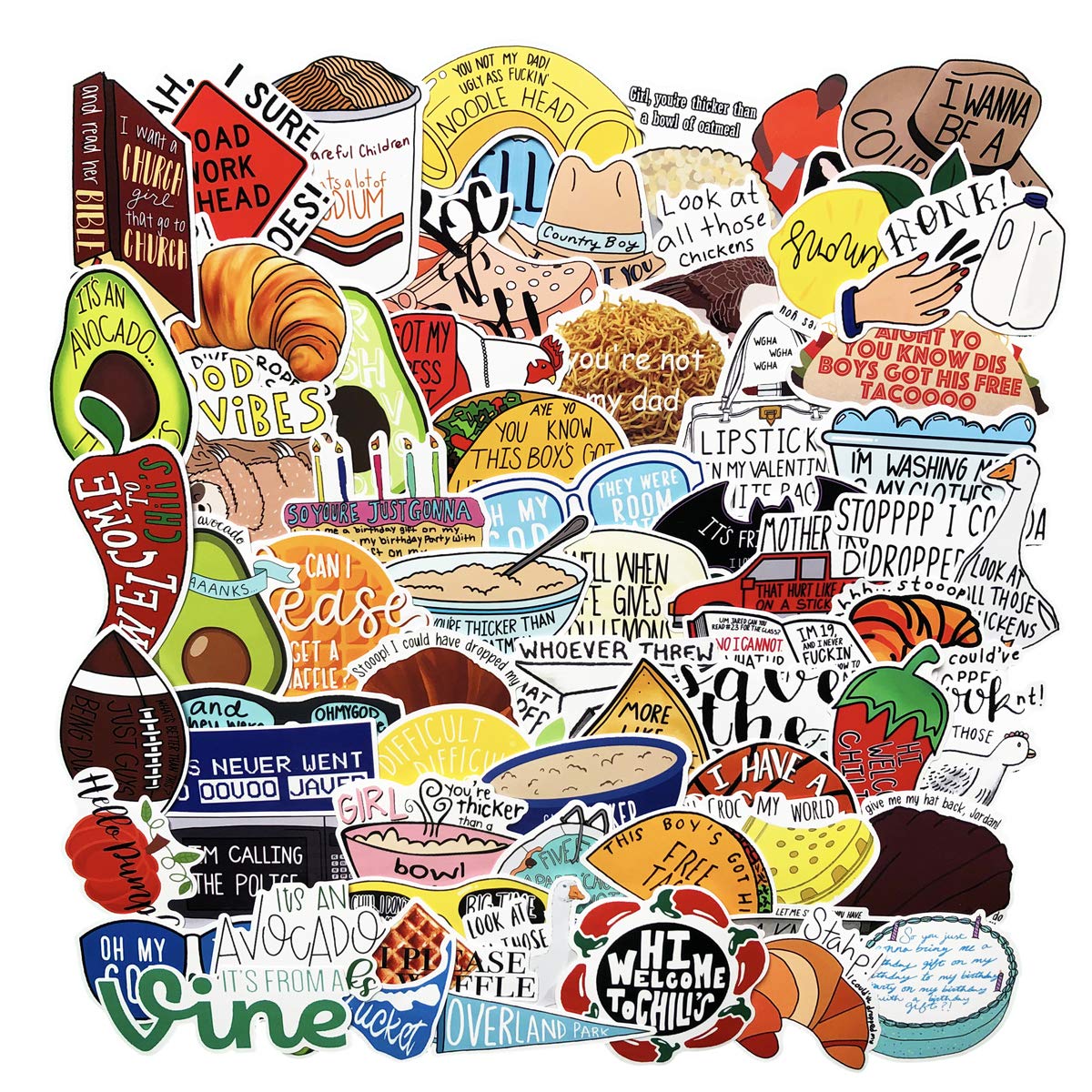 YOUTHSTORE 67pcs Cute Vine Stickers - Waterproof Decals for Water Bottles, Laptops, Luggage, Snowboards, Bicycles & Skateboards - Fun Decorative Stickers for Kids & Teens - Perfect for School, Travel & Outdoor Adventures