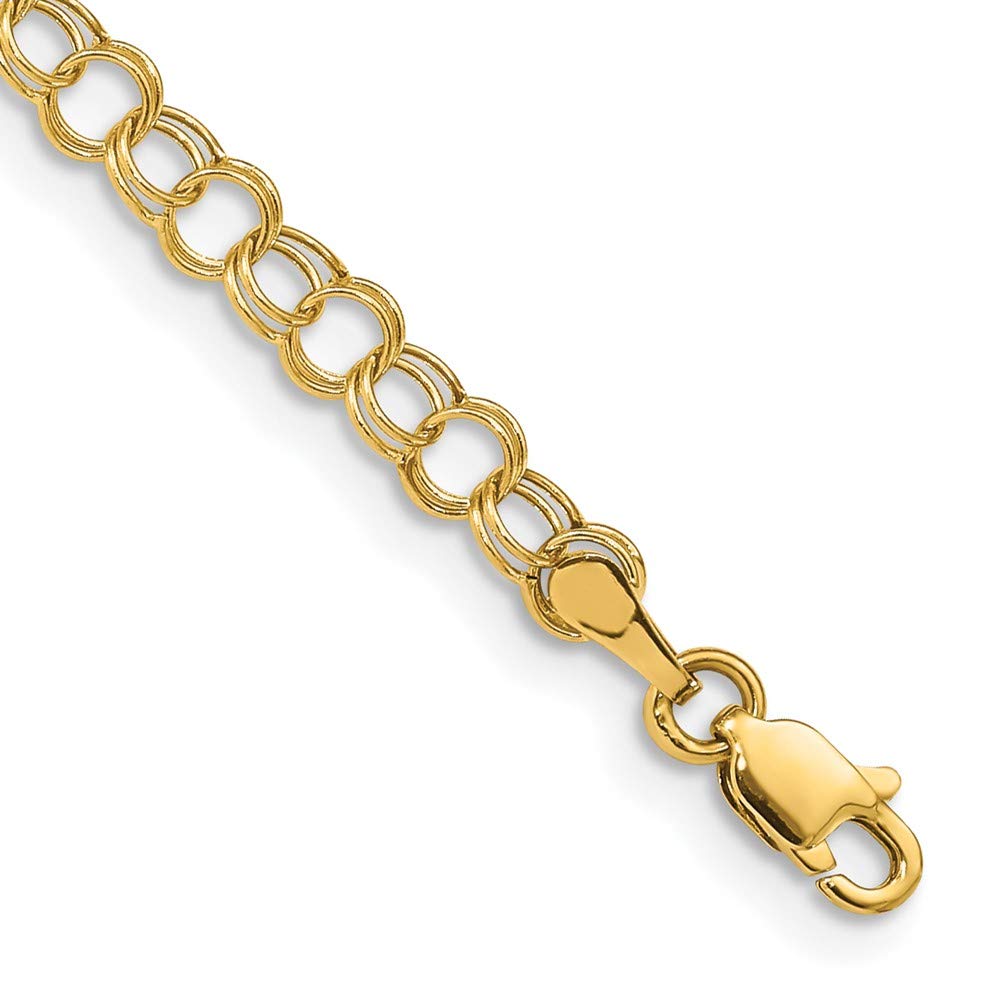 14K Yellow Gold Hollow Double Link Charm Bracelet for Women - Elegant Fine Jewelry Gift for Her - Perfect for Birthdays, Anniversaries & Special Occasions