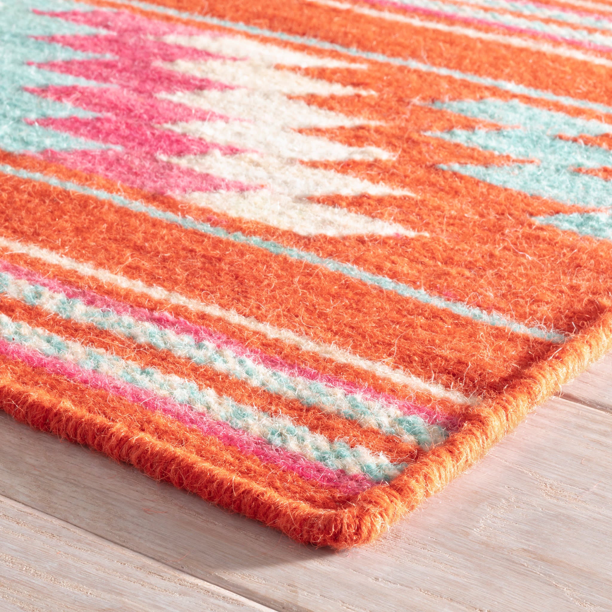 Chester Kilim Handwoven Wool Rug - Orange | Stylish Bohemian Home Decor for Living Room, Bedroom & Office