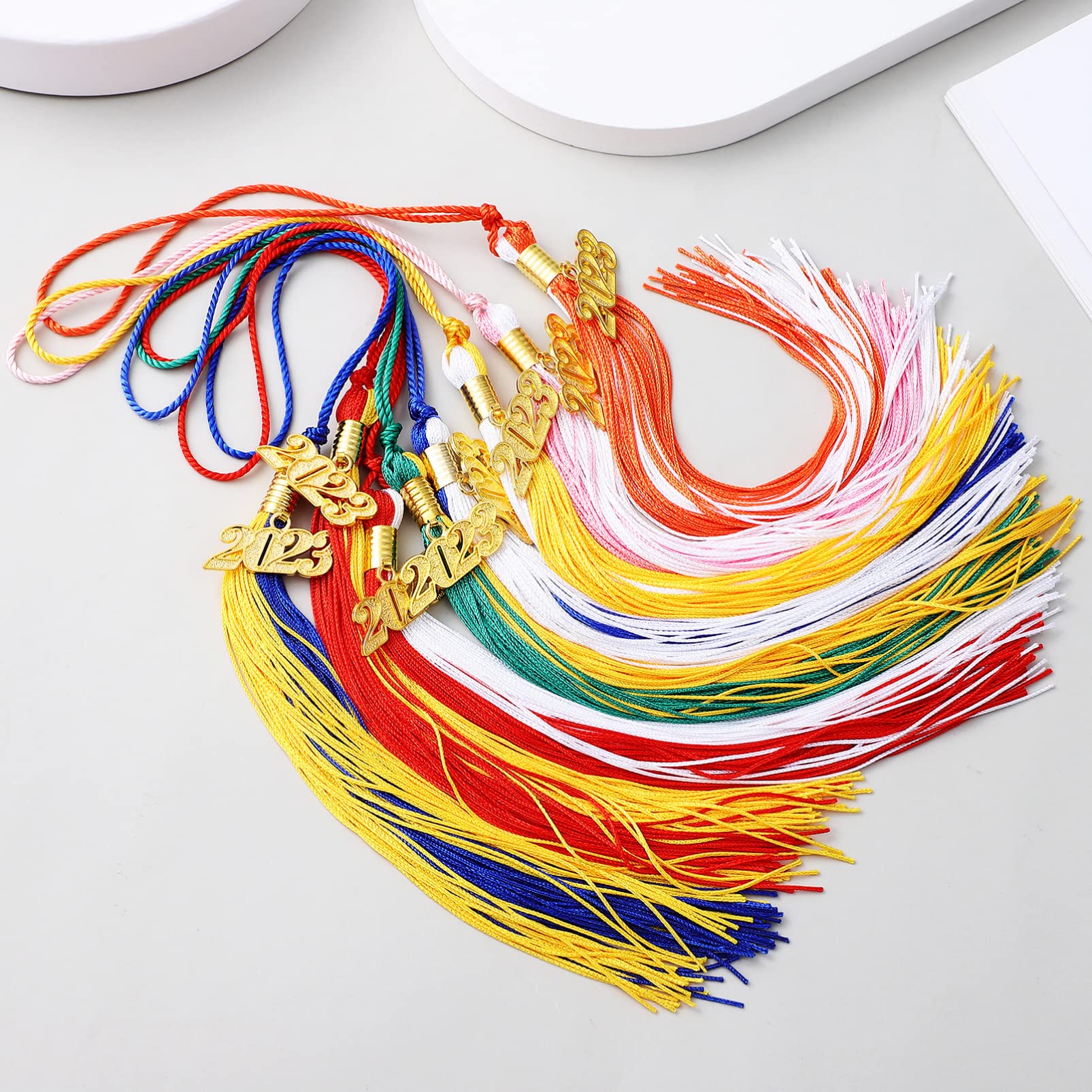 2023 Graduation Cap & Tassel Set - 8 Pack with Date Charms for High School & College Grads - Perfect for Graduation Parties, Photo Shoots & Decorations