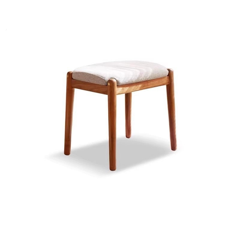 Premium Black Walnut Solid Wood Square Makeup Stool - Durable Vanity Seat with Storage for Bedroom, Bathroom & Dressing Room - Natural Wooden Stool for Makeup Table, Vanity Desk & Dressing Area
