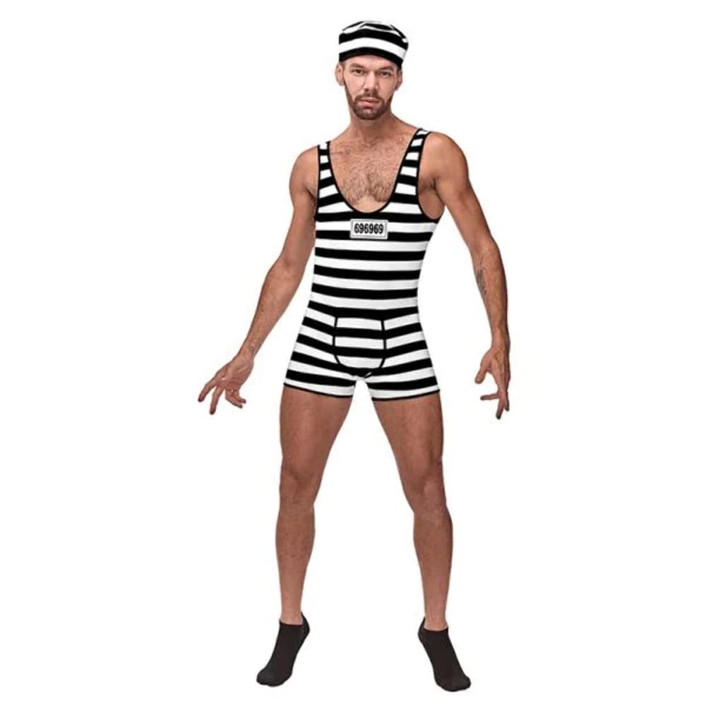 Hard Time Prisoner Costume for Adults - Premium Quality Inmate Jumpsuit for Halloween & Cosplay