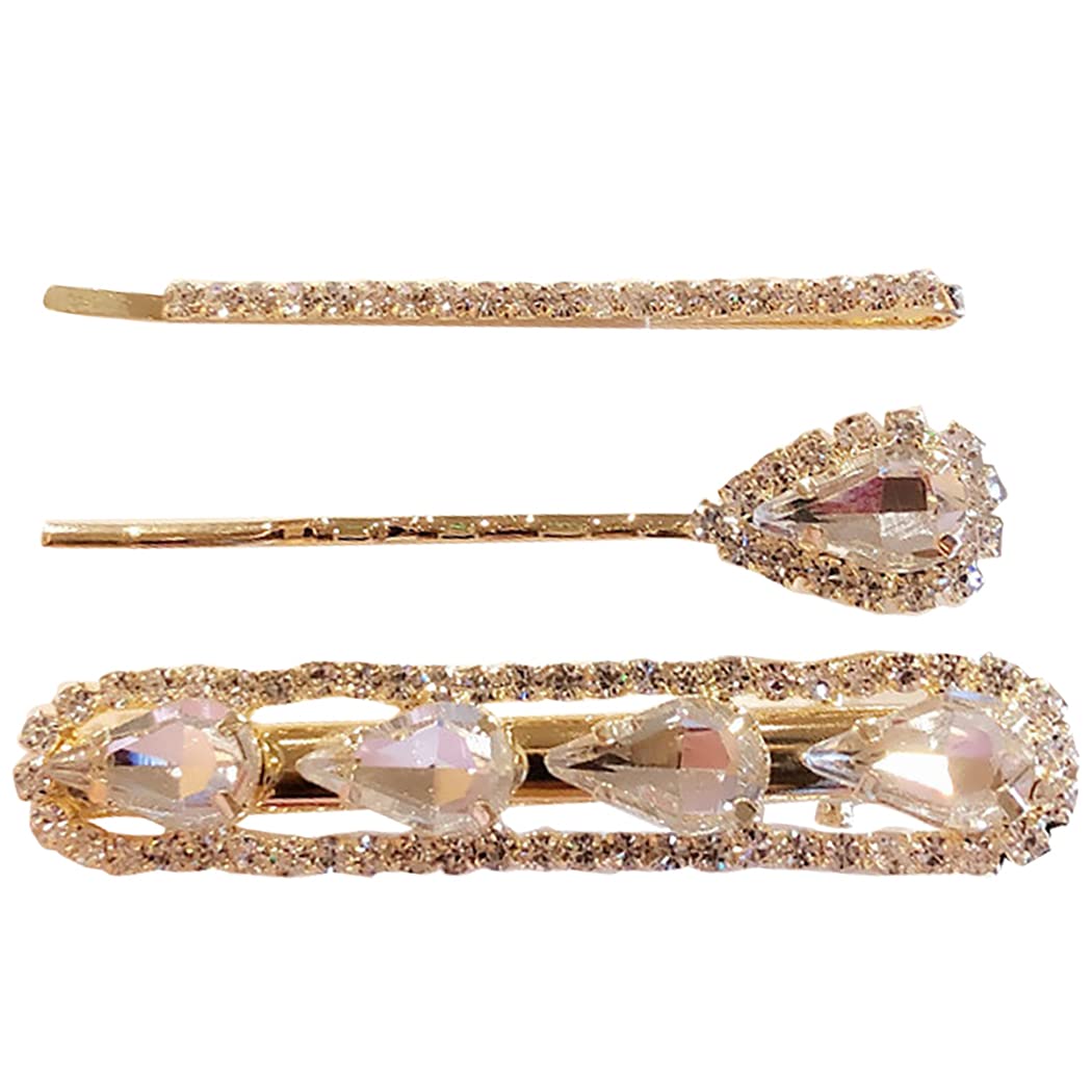 Licogel Rhinestone Hair Clips for Women - 3PCS Alloy Duckbill Barrettes, Lightweight Hairpins for Girls & Adults | Perfect for Weddings, Parties & Daily Styling