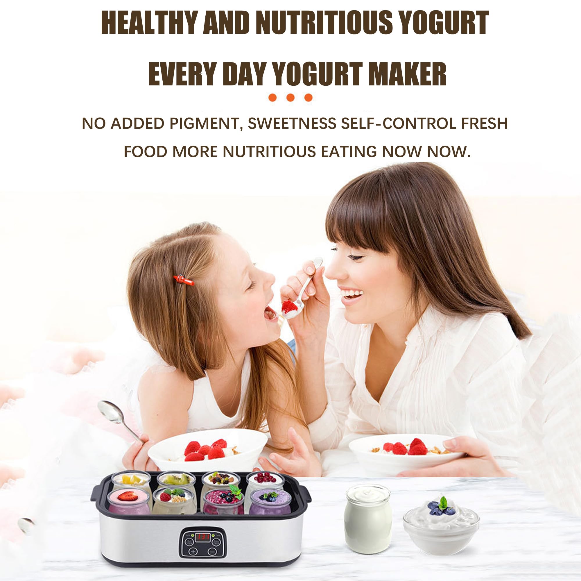 Probiotic Yogurt Maker with Adjustable Temperature Control - 1400ML Electric Yogurt Machine with 8 Lids for Homemade Yogurt, Kefir & Dairy-Free Alternatives | Perfect for Healthy Breakfast, Snacks & Gut Health Recipes