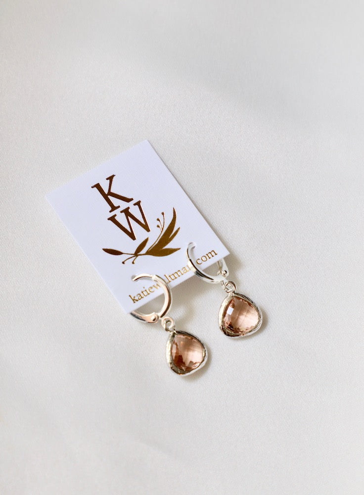 Petite Champagne Bezel Huggie Earrings - Dainty Gold Hoop Earrings for Women, Perfect for Everyday Wear & Special Occasions