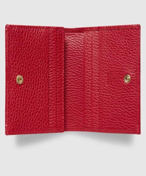 Gucci GG Leather Card Holder Wallet for Men & Women - Slim RFID Blocking Credit Card Case in Red | Perfect for Travel, Business & Everyday Use
