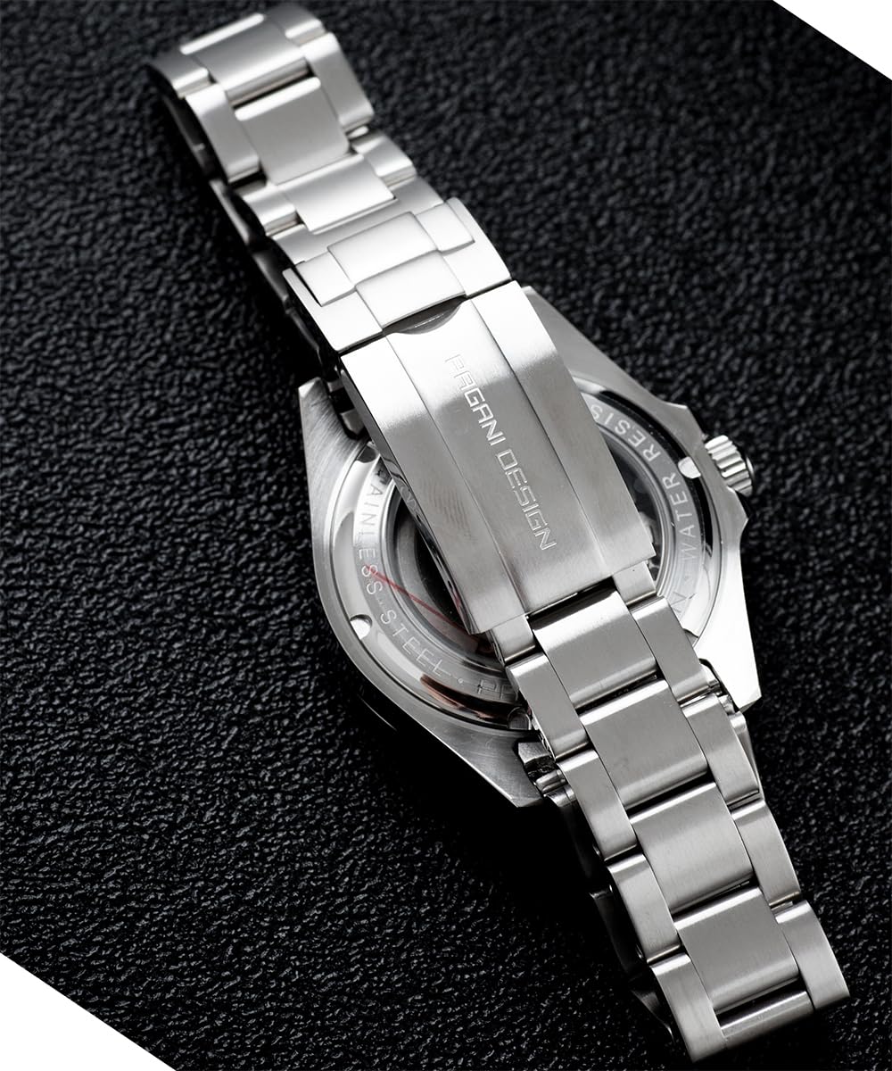 Pagani Design Men's Automatic GMT Wristwatch - Stainless Steel Case with Sapphire Glass - Luxury Mechanical Watch for Business Travel & Outdoor Adventures