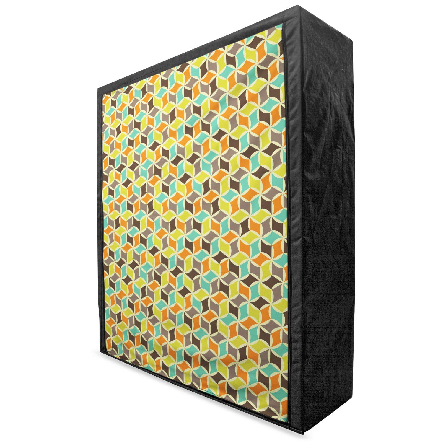 Ambesonne Colorful Portable Fabric Wardrobe - Retro Hipster Fashion Geometric Abstract Design with Shelves, 59 Inch Multicolor Clothing Organizer | Perfect for Small Spaces, Dorm Rooms & Bedroom Storage Solutions
