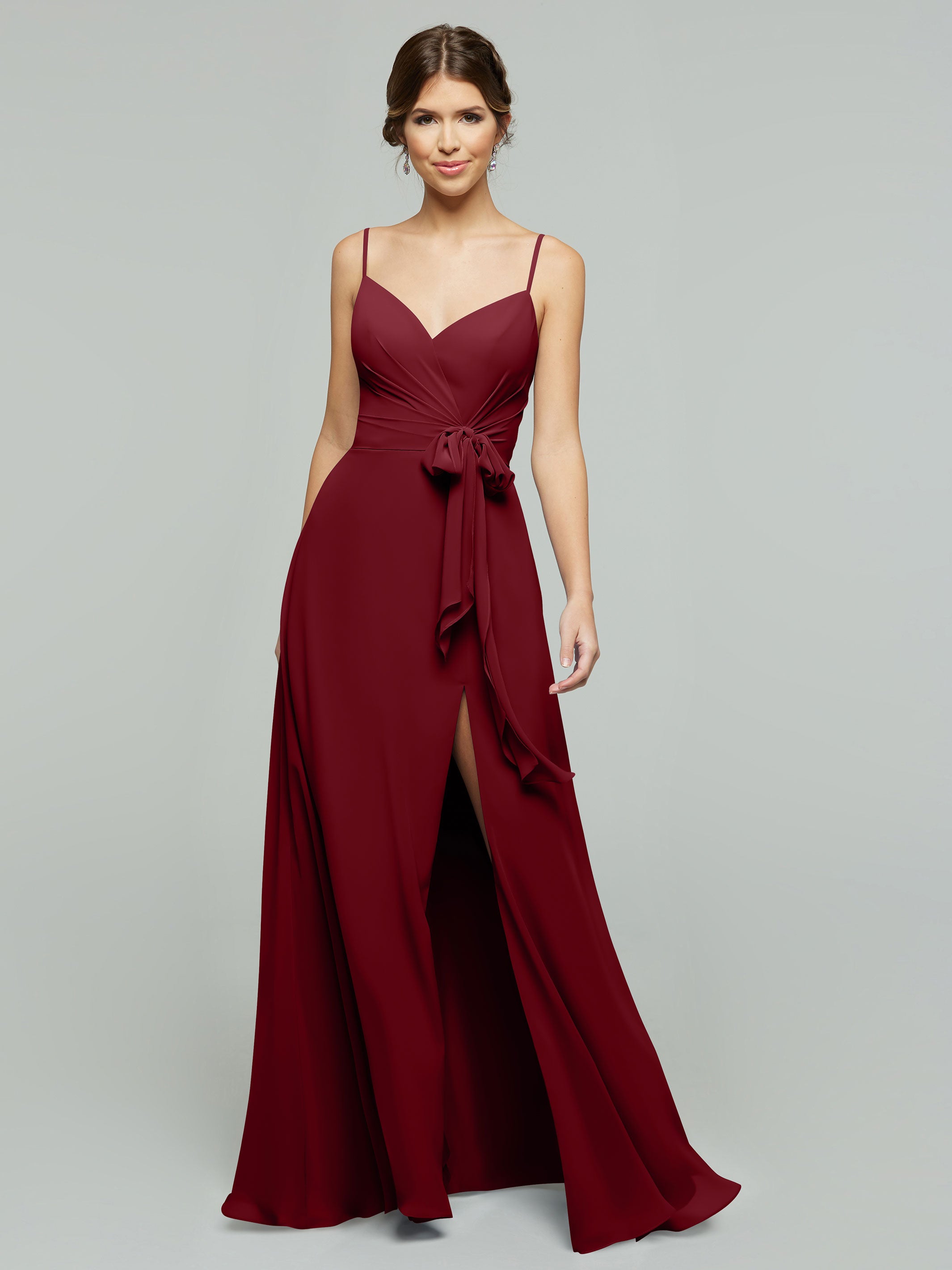 Elegant 80182 Chiffon A-Line Bridesmaid Dress with V-Neck & Spaghetti Straps - Perfect for Weddings, Prom & Formal Events