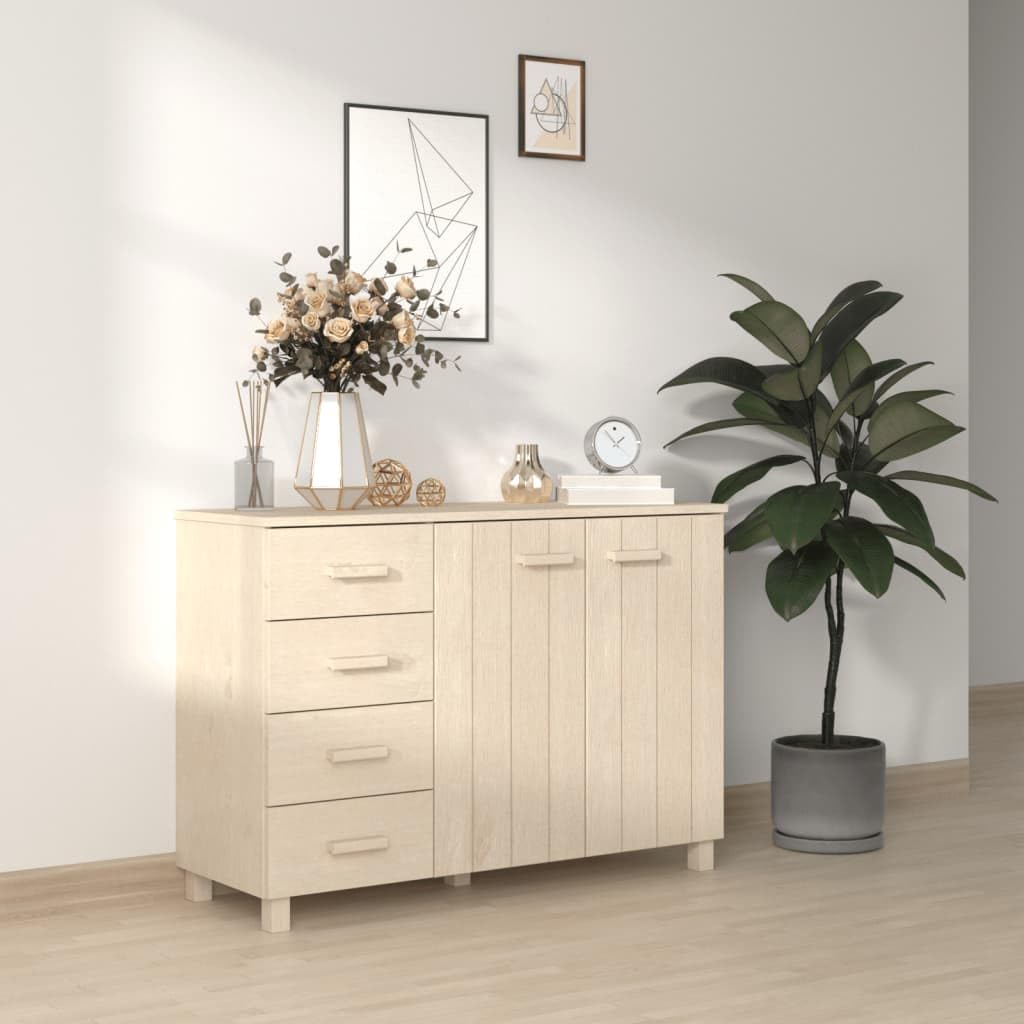 vidaXL Solid Wood Pine Sideboard - Bar Buffet Cabinet with Drawers for Kitchen, Dining Room & Living Room | HAMAR Honey Brown Finish | Perfect for Home Storage & Entertaining Guests