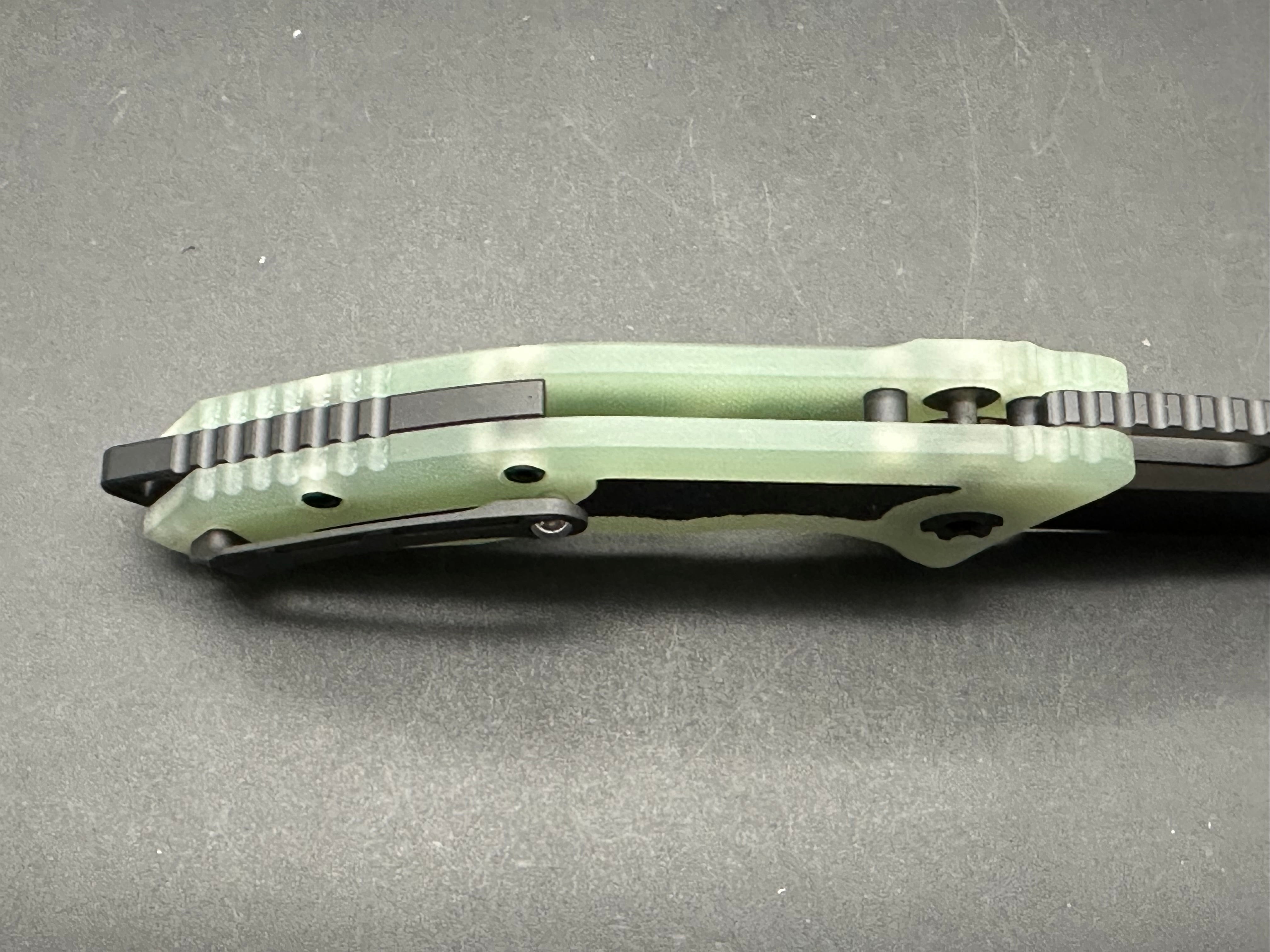 Heretic Knives Medusa Automatic Knife - Black Tanto Blade with Jade G10 Handle - Tactical EDC, Outdoor Survival & Everyday Carry Knife