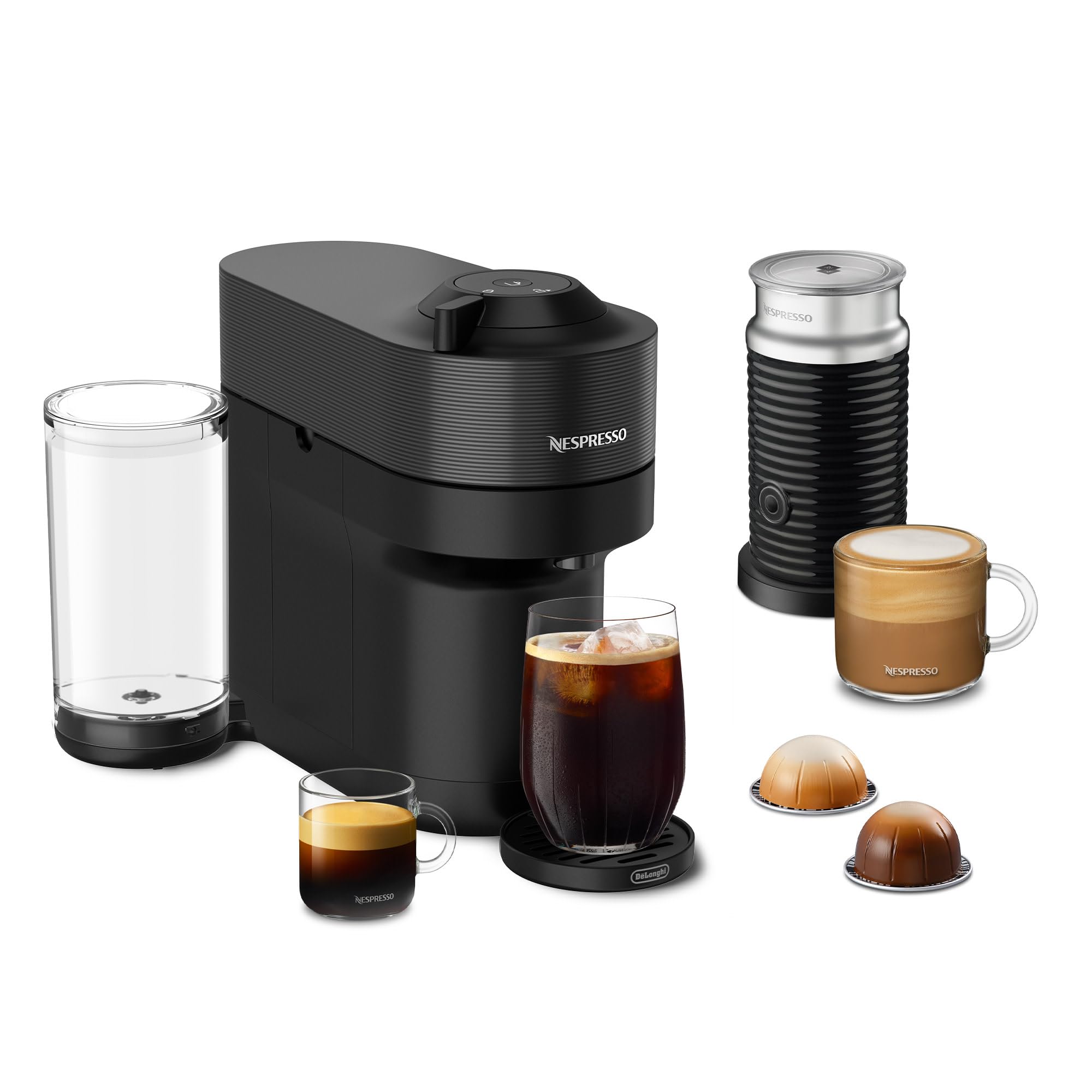De'Longhi Nespresso Vertuo Pop+ Coffee & Espresso Machine with Aeroccino Milk Frother - Liquorice Black | Perfect for Home, Office & Small Spaces | Makes Latte, Cappuccino & Americano