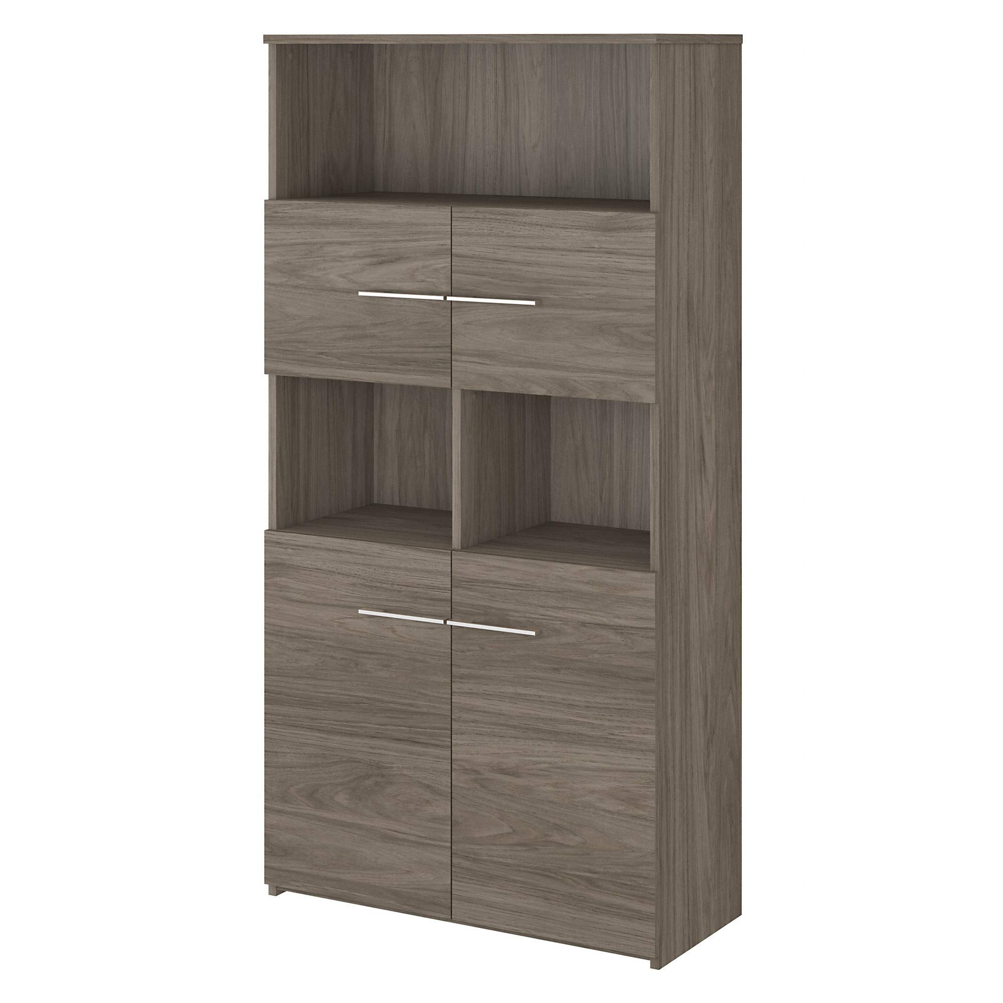 Bush Industries Office 500 5-Shelf Bookcase with Doors - Modern Hickory Finish - Home Office Storage for Books, Files & Decor - Space-Saving Furniture for Living Room, Study, Bedroom & Home Office - Perfect for Book Lovers & Organization - Ideal for Small Spaces - Great for Home Libraries, Office Organization & Stylish Home Decor - Perfect for Organizing Books, Displaying Collectibles, and Adding Elegance to Any Room - Ideal for Home Office, Study Room, and Living Room Storage Solutions