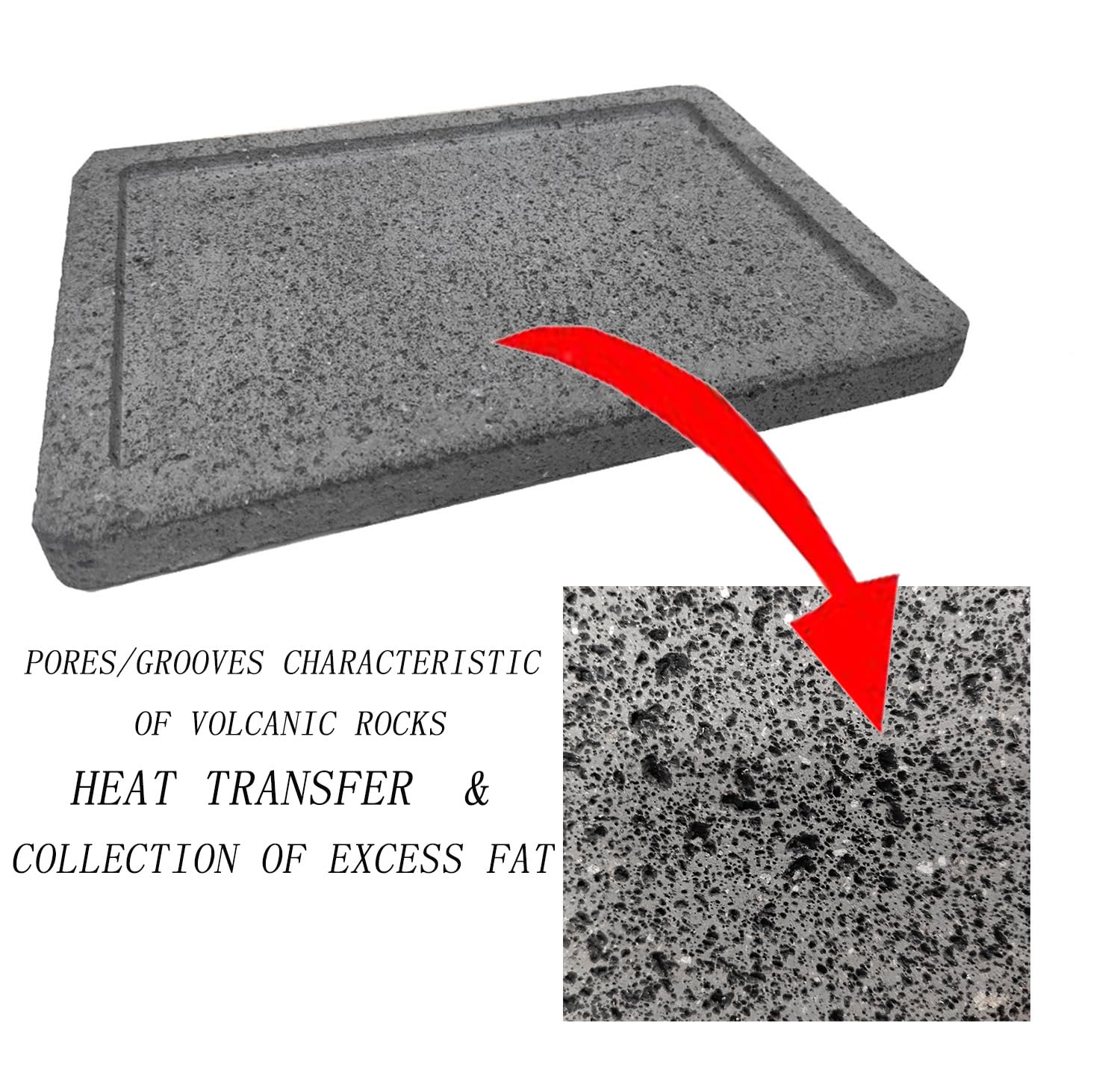 Premium Lava Grill Stone for Steak - 11.8x7.9x1 Inch Volcanic Cooking Plate for Oven, BBQ & Tabletop Grilling - Perfect for Meat, Fish, Vegetables & Pizza - Ideal for Backyard BBQs, Camping & Outdoor Cooking