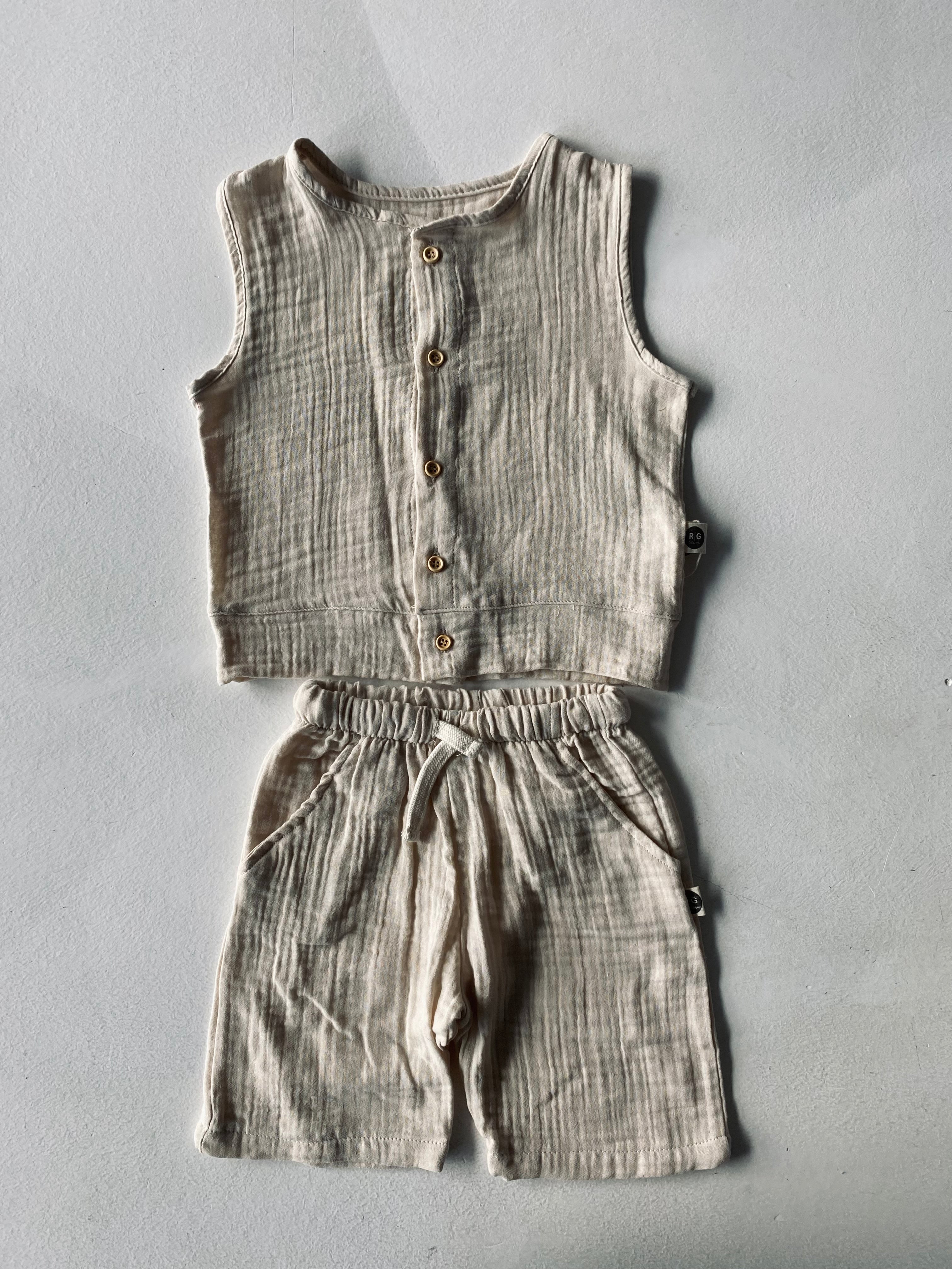 Baby Muslin Athletic Shorts Set - Soft & Breathable Cotton for Newborns & Toddlers - Perfect for Playtime, Sleepwear & Everyday Comfort