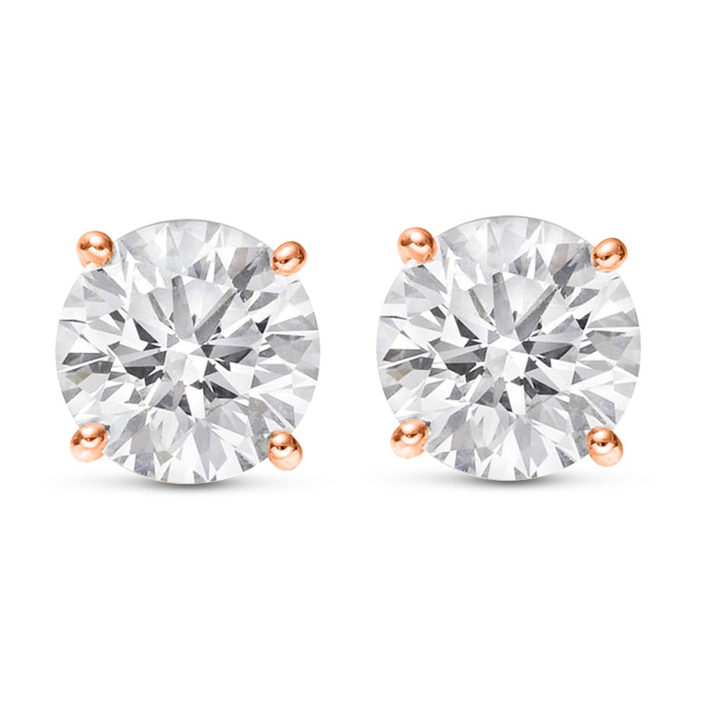 Natural Round Brilliant Solitaire Diamond Stud Earrings for Women - 4 Prong Push Back Setting (I-J Color, I1 Clarity) | Perfect for Everyday Wear, Special Occasions & Gift Giving