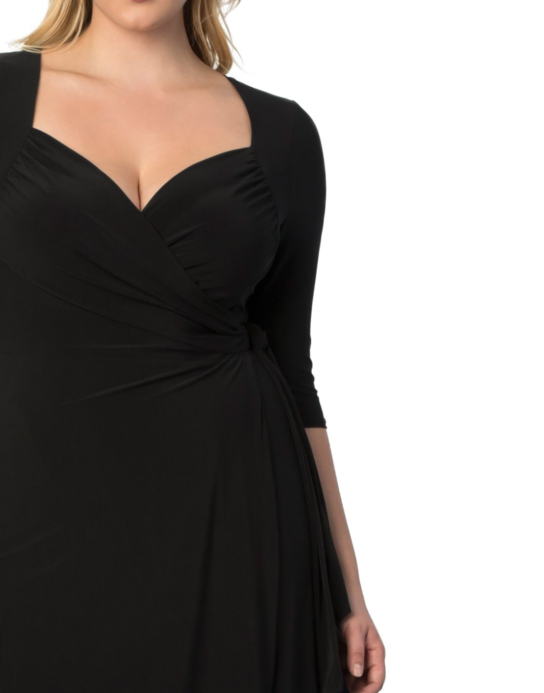Kiyonna Women's Plus Size Sweetheart Neck Knit Wrap Dress - Flattering & Comfortable for Curvy Women | Perfect for Weddings, Parties & Special Occasions