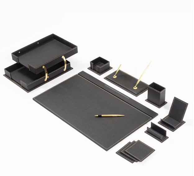 MOOG Classic Desk Organizer Set - 12 Piece Cream Office Supplies for Home & Office - Perfect for Organizing Pens, Pencils, Scissors & More