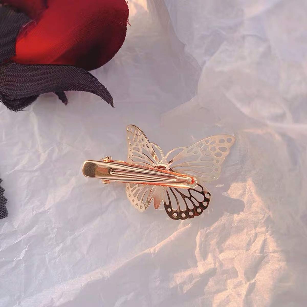 12 Pcs Gold Metal Butterfly Hair Clips for Women & Girls - Elegant Hair Accessories (Left & Right) - Perfect for Parties, Weddings, and Everyday Styling