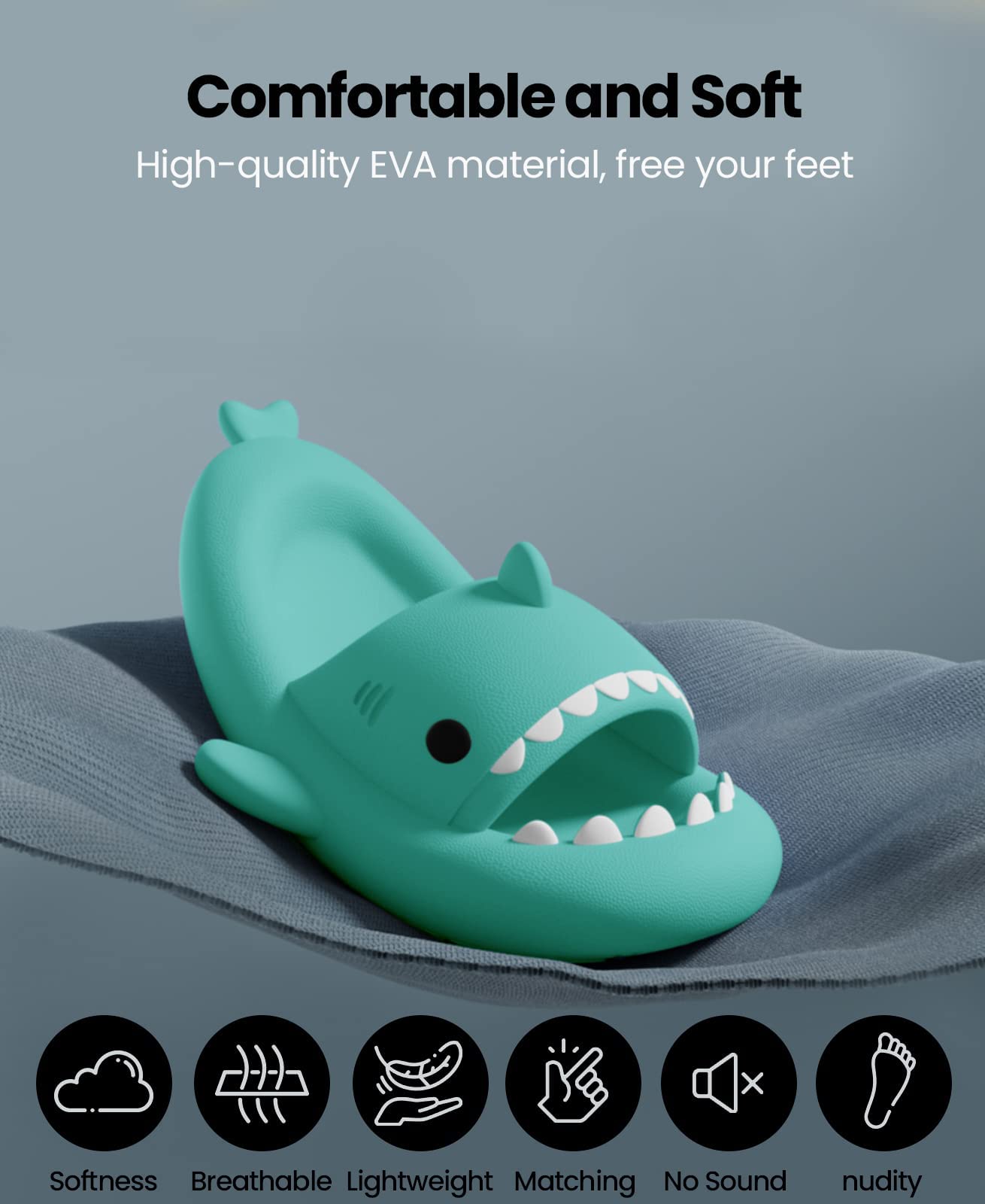 **NIBESSER Shark Slippers for Adults & Kids - Comfortable Summer Beach, Bath, Pool Slides with Thickened Non-Slip Sole - Cute Shark House Slippers for Indoor & Outdoor Use**    *(Use for lounging at home, beach vacations, poolside relaxation, or spa days!)*