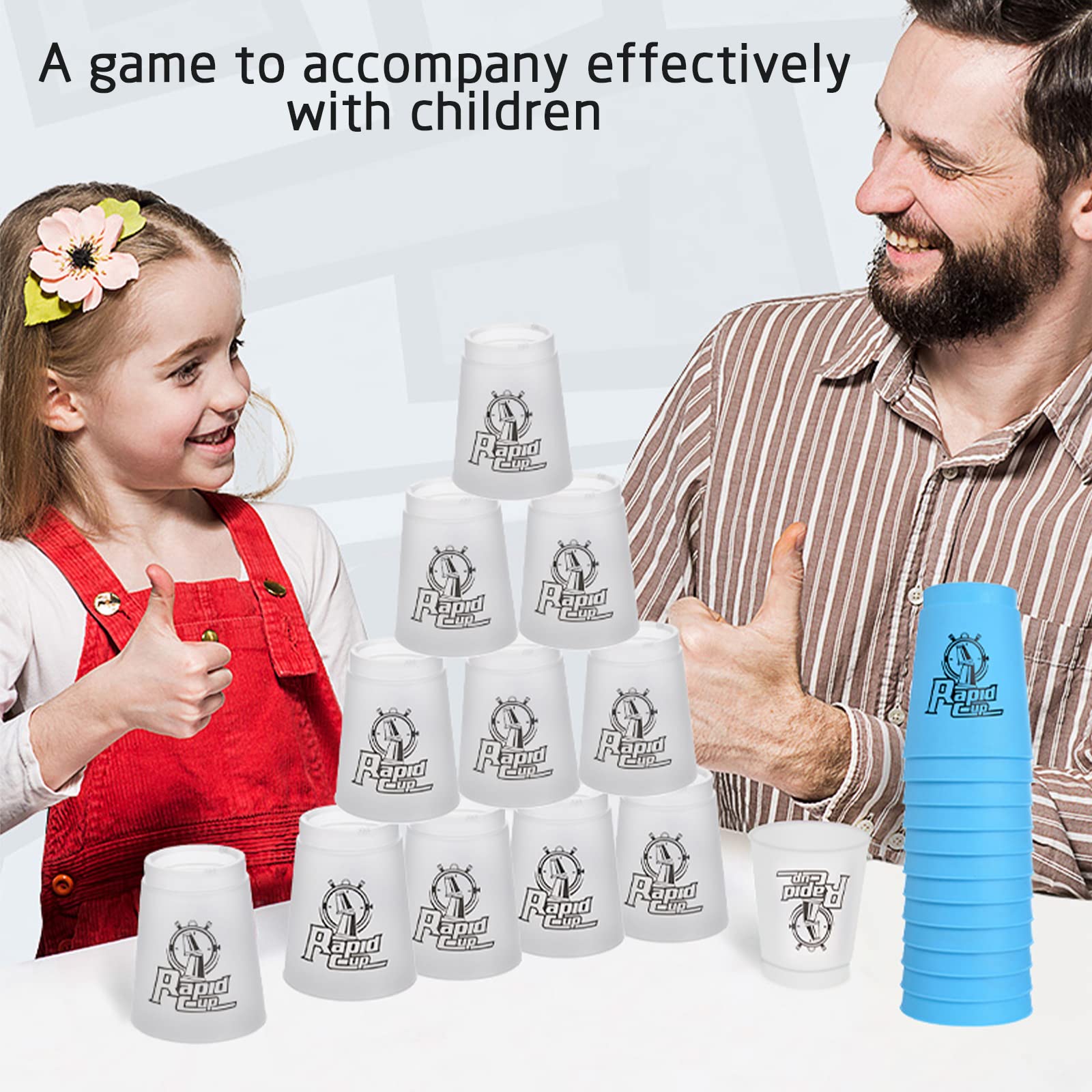 SEISSO 12PCS Quick Stacking Cups Set - Stacking Game for Kids, Boys & Girls - Fun Educational Toy for Hand-Eye Coordination & Motor Skills - Great Gift for Birthdays & Parties (White) - Perfect for Indoor Play, Preschool Learning & Family Game Night