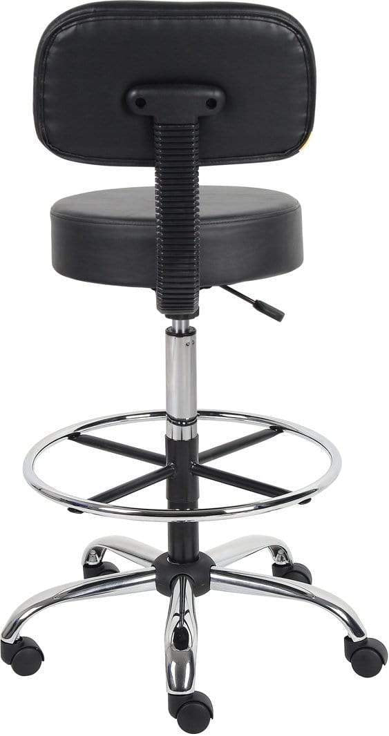 Ergonomic Boss Caressoft Medical Drafting Stool with Adjustable Height & Lumbar Support Back Cushion [B16245 BG] - Perfect for Doctors, Dentists, Tattoo Artists & Home Office Workspaces