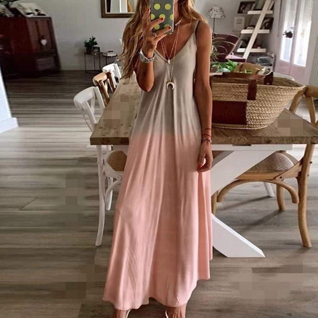 COOKI Women's Boho Tie Dye Maxi Dress - Sleeveless V-Neck Loose Casual Long Dress for Plus Size | Summer Beach Wear, Vacation Outfit, Festival Fashion