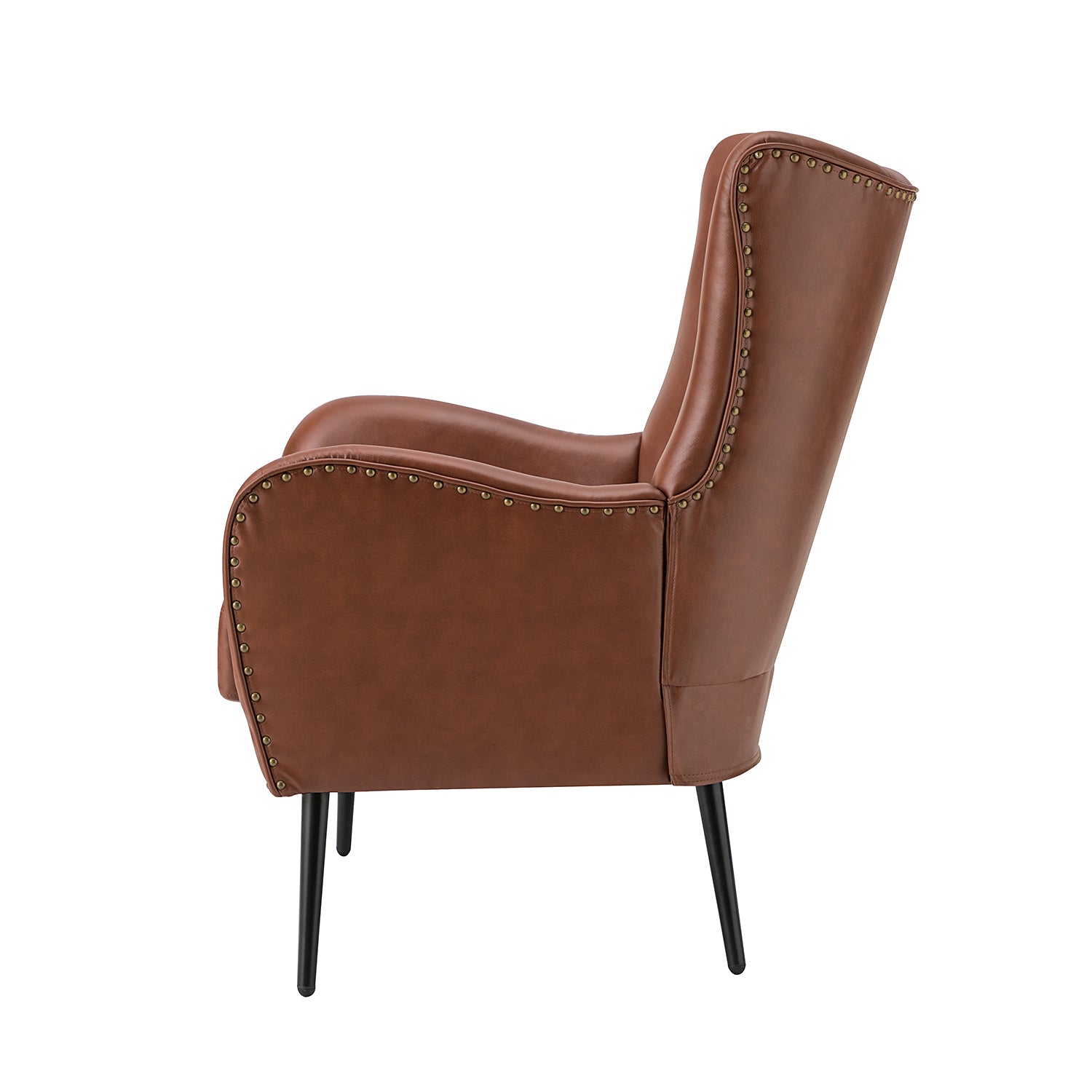 Stylish Shepherd Wingback Vegan Leather Armchair - Modern PU Leather Accent Chair for Living Room, Bedroom & Office - Comfortable Mid-Century Design with Optional Types